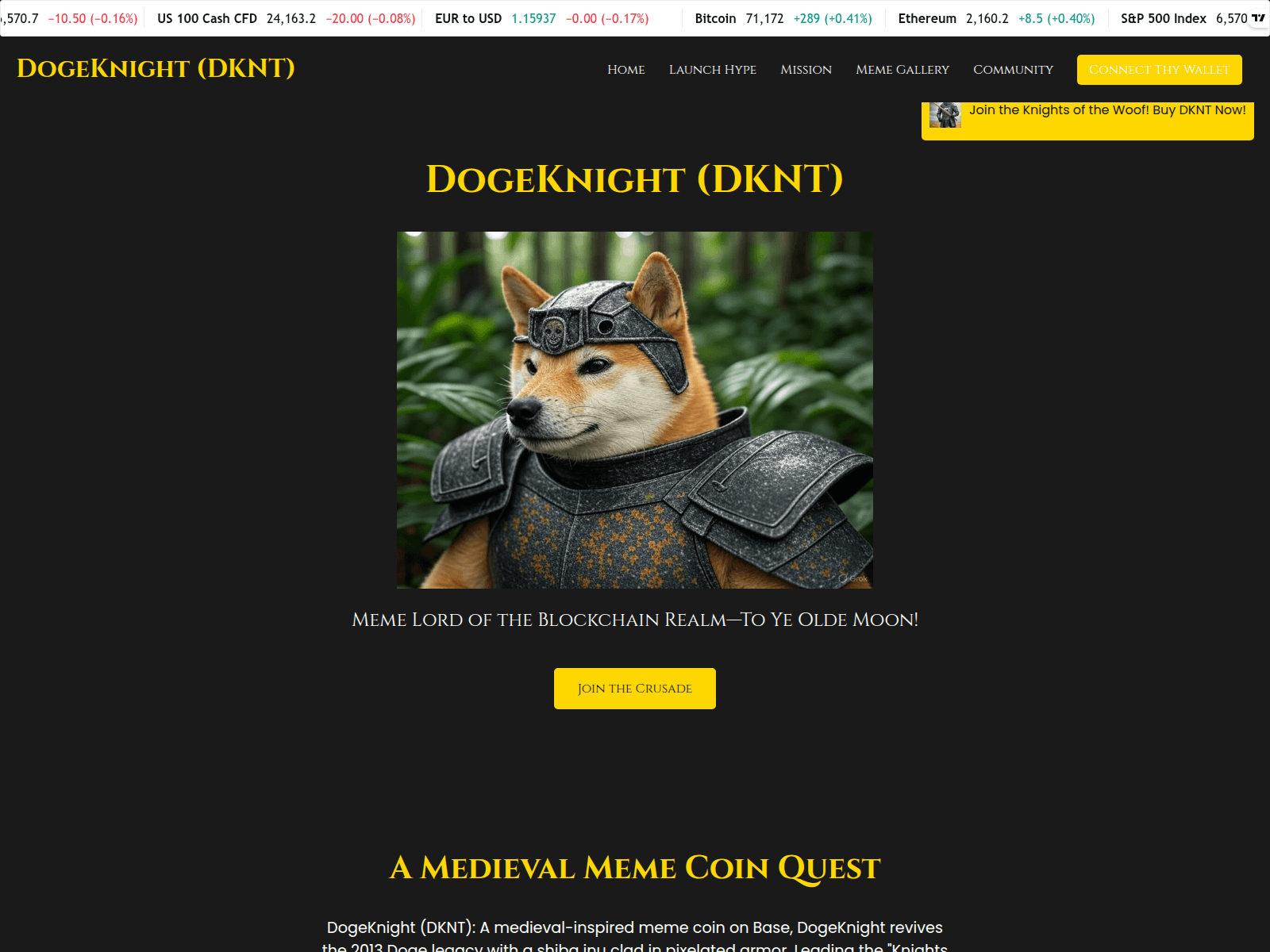 Forensic screenshot of dogeknight.org