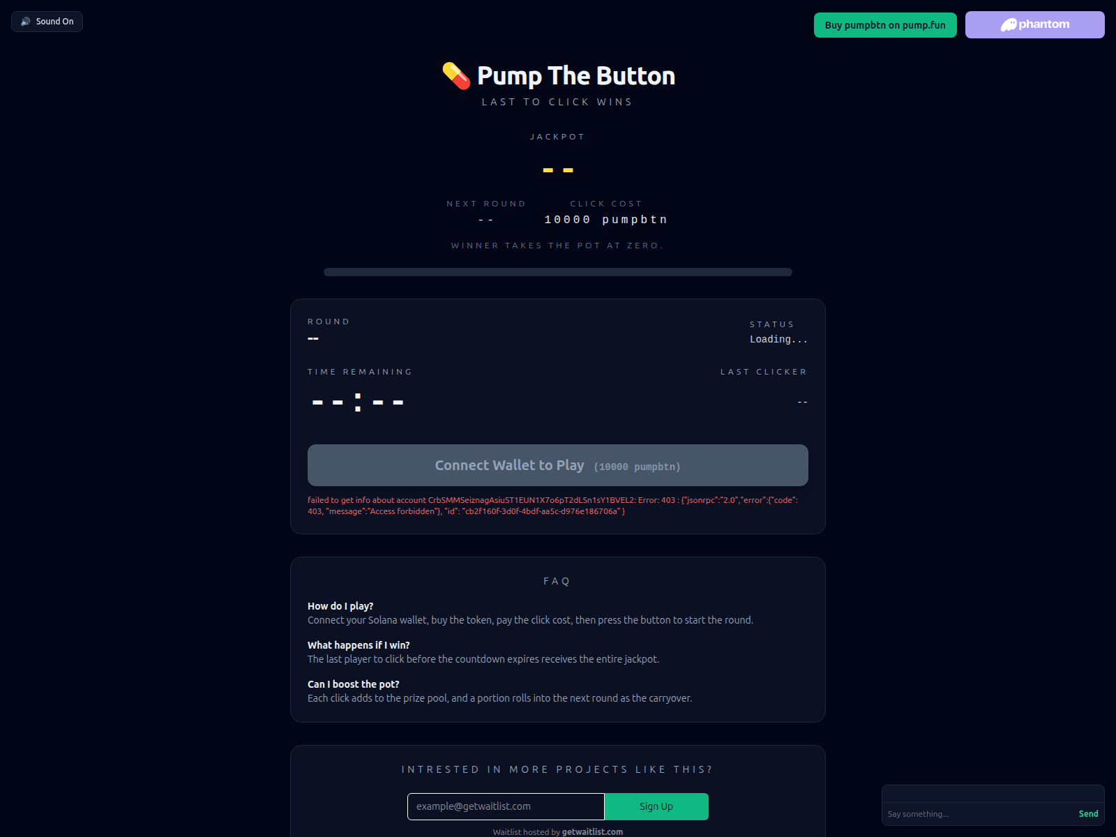 Forensic screenshot of www.pumpthebutton.lol