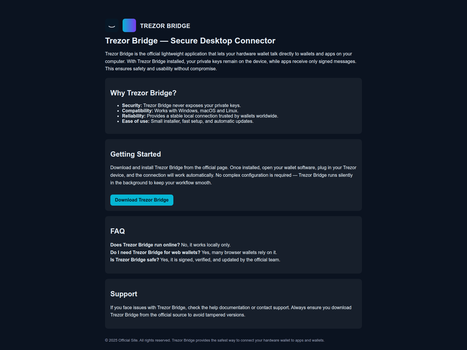 Screenshot of trrezor-bridge-weltt.pages.dev