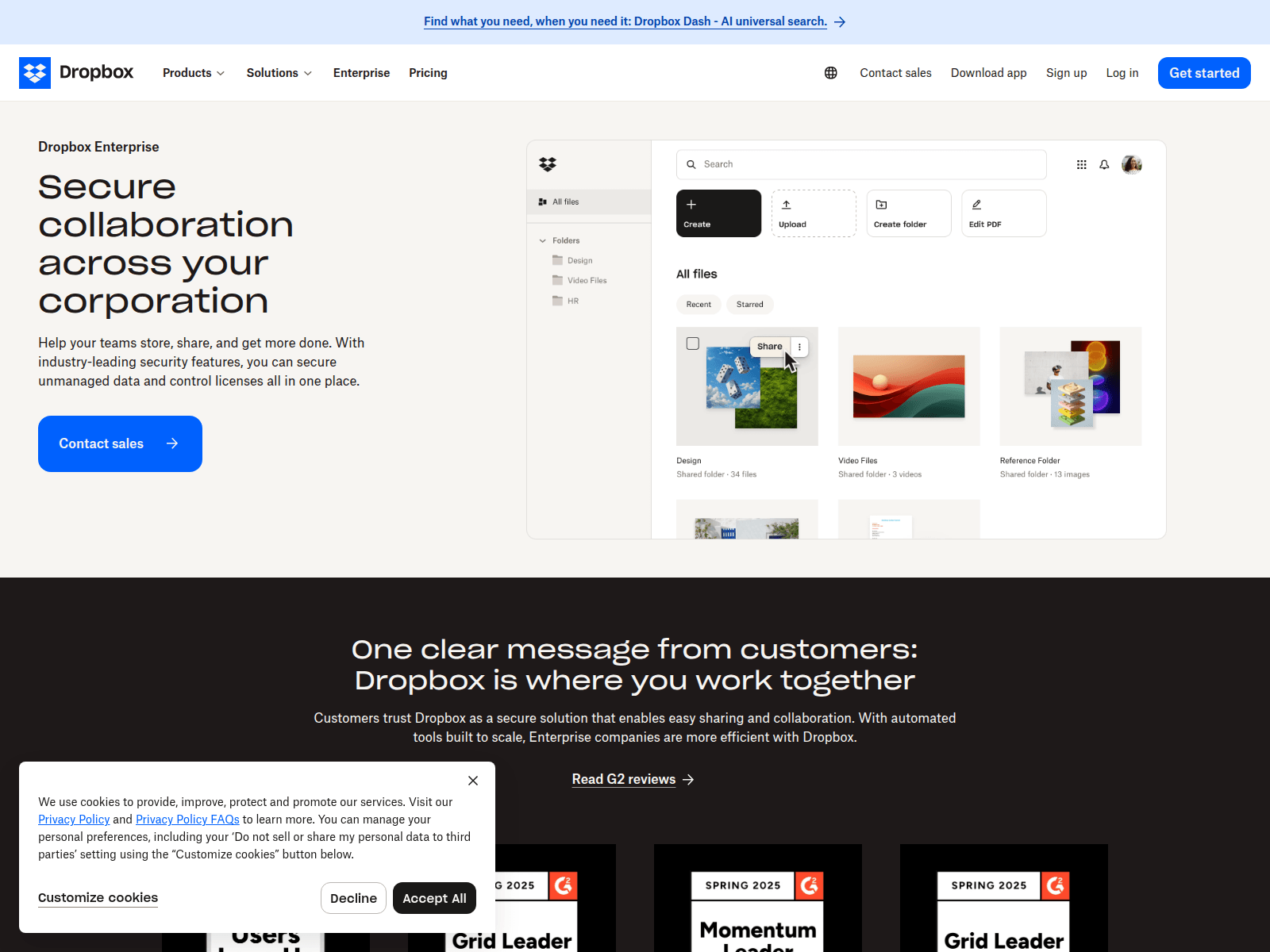 Screenshot of www.dropboxenterprise.com
