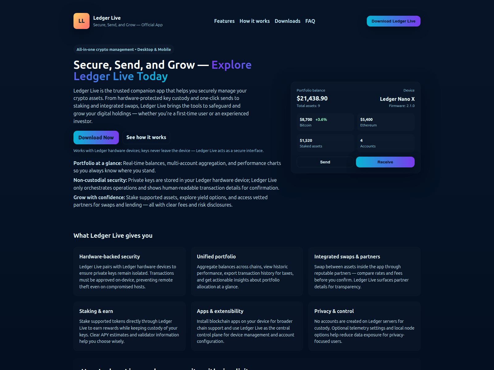 Screenshot of lleddger-live.pages.dev
