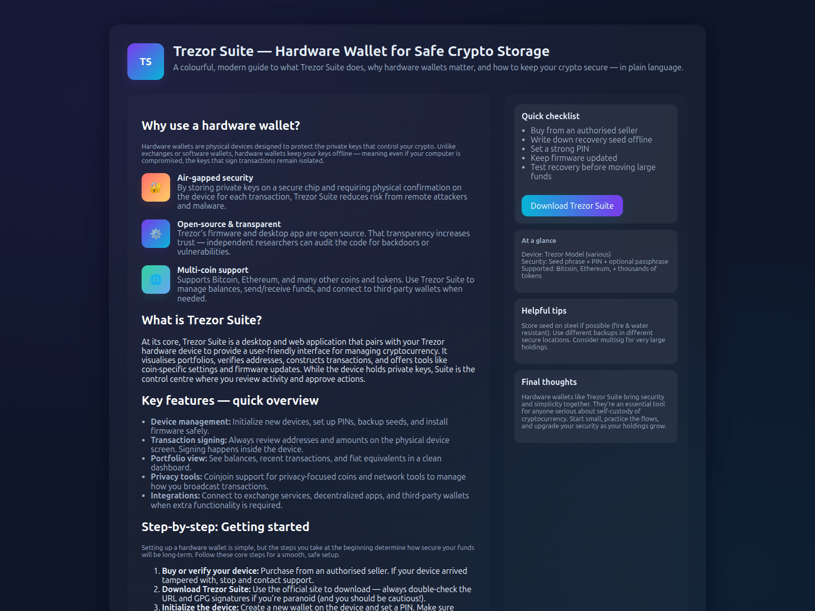 Screenshot of trezr-suite-alc.pages.dev