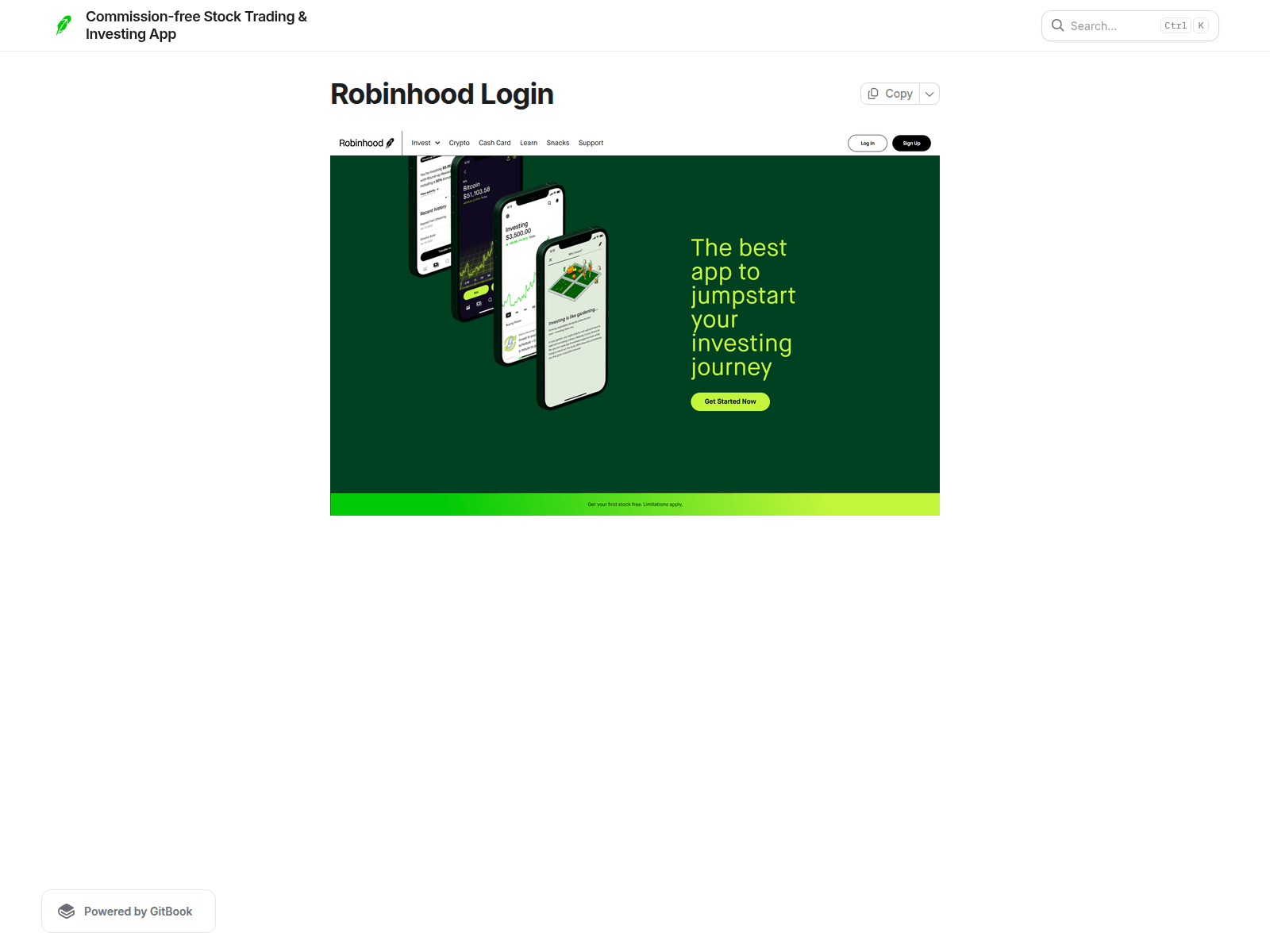 Screenshot of robinhoodloginn.gitbook.io