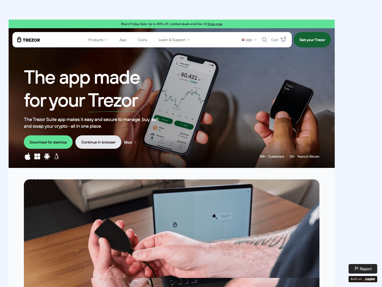 Forensic screenshot of startio-trezer.zapier.app