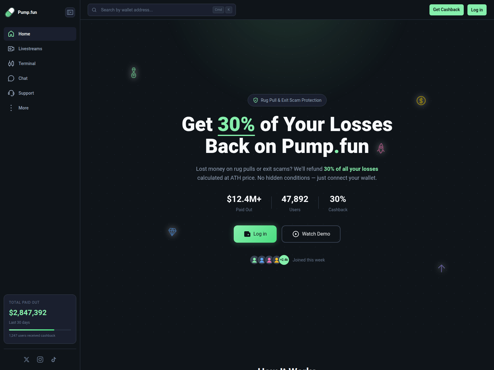 Screenshot of cashback-punp.fun