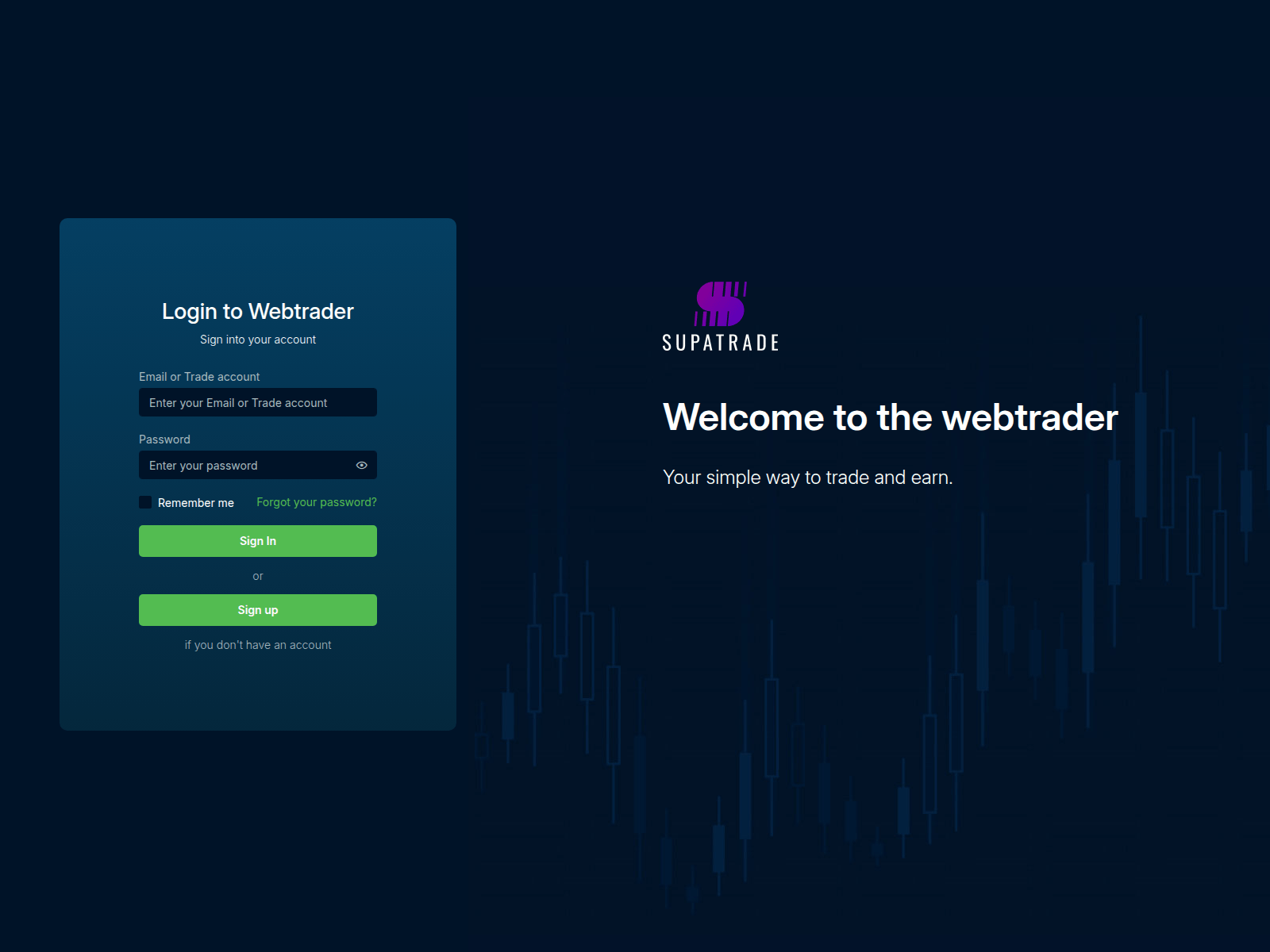 Screenshot of webtrader.supa-trade.net
