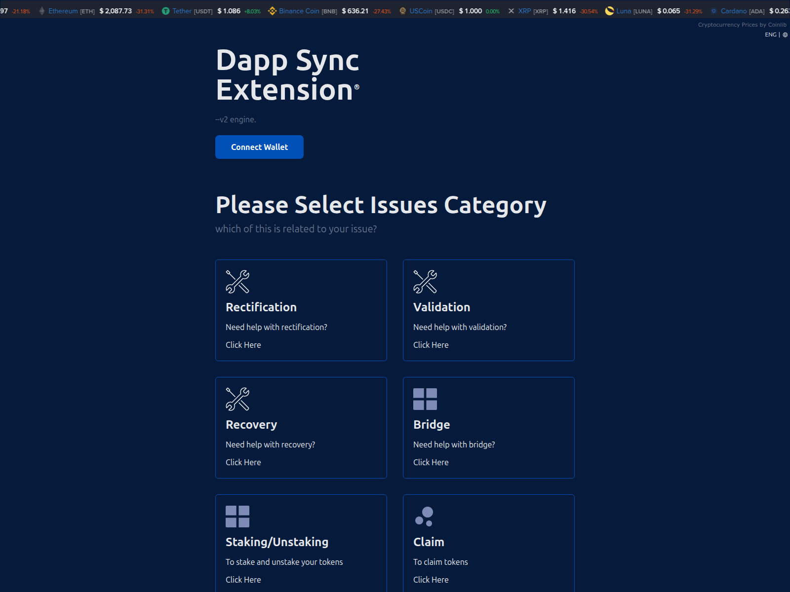 Screenshot of dappsync-extensions.pages.dev