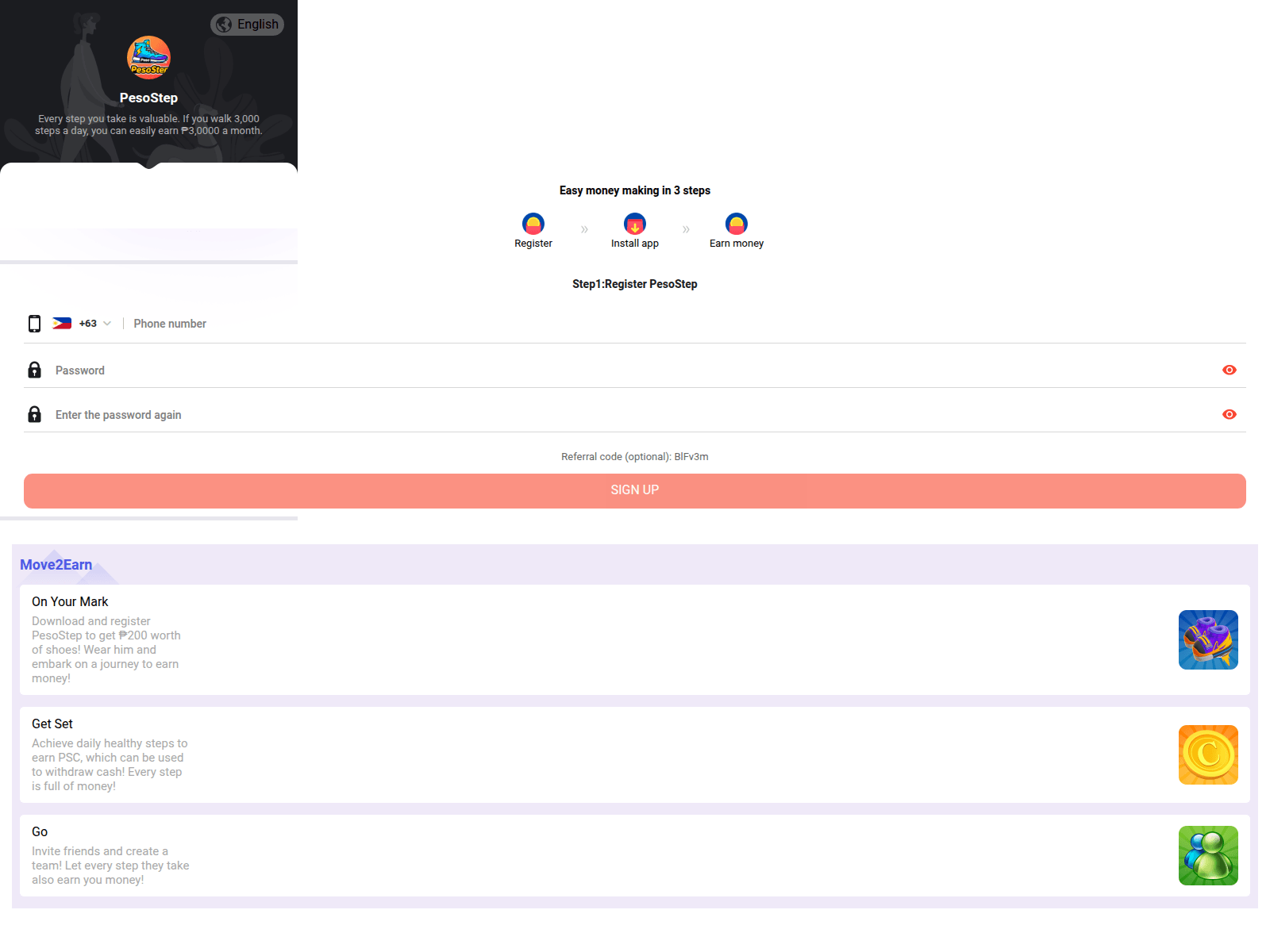 Screenshot of invite.pesostep.com