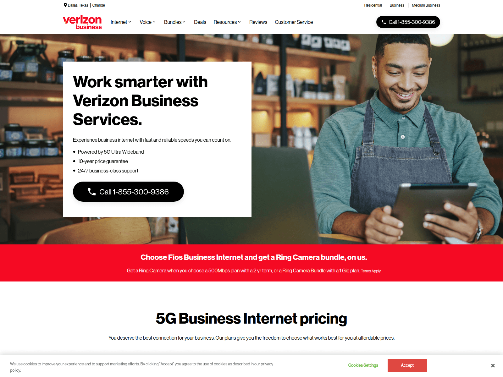 Forensic screenshot of verizon-business.com