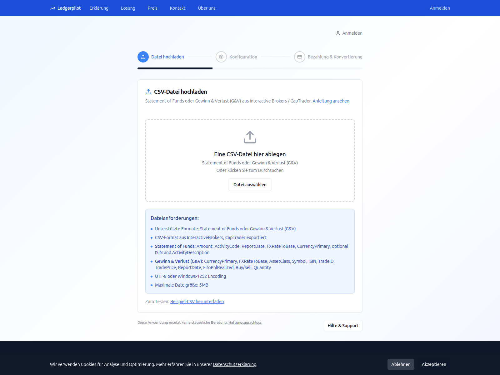 Forensic screenshot of app.ledgerpilot.io