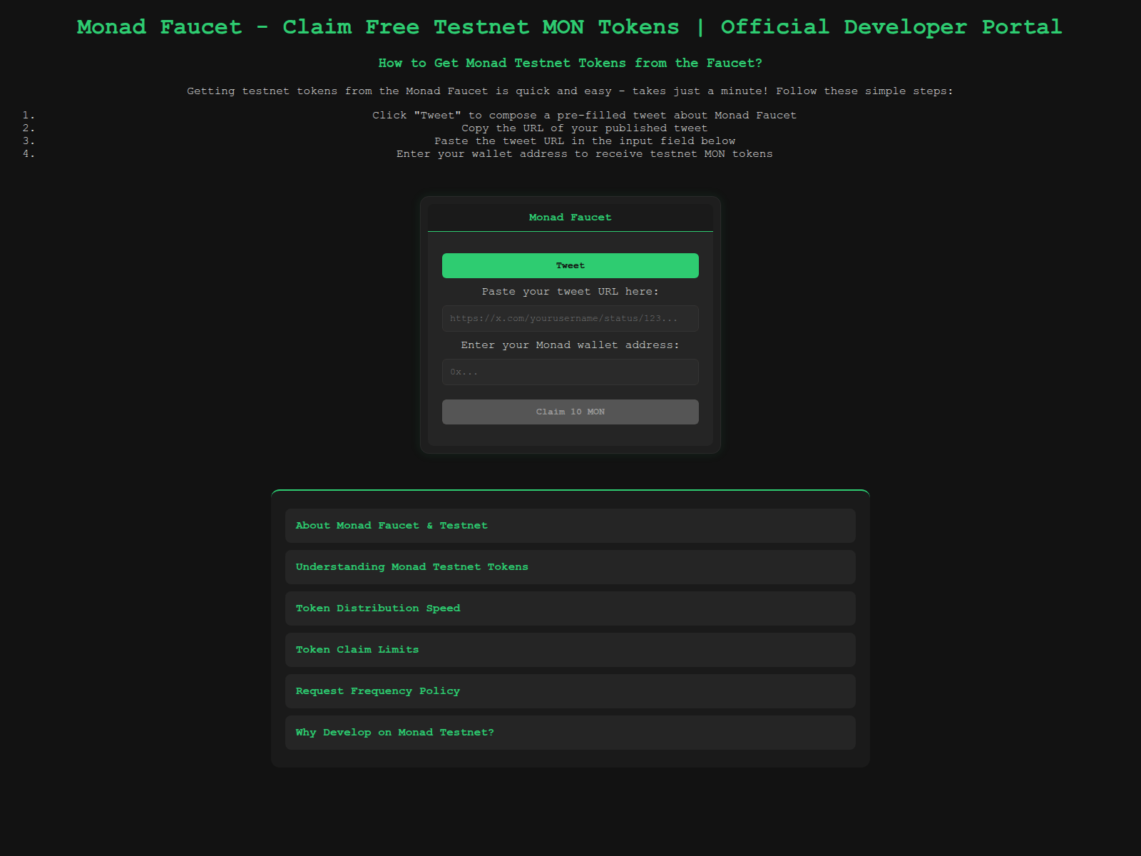 Screenshot of monad-faucet.pages.dev