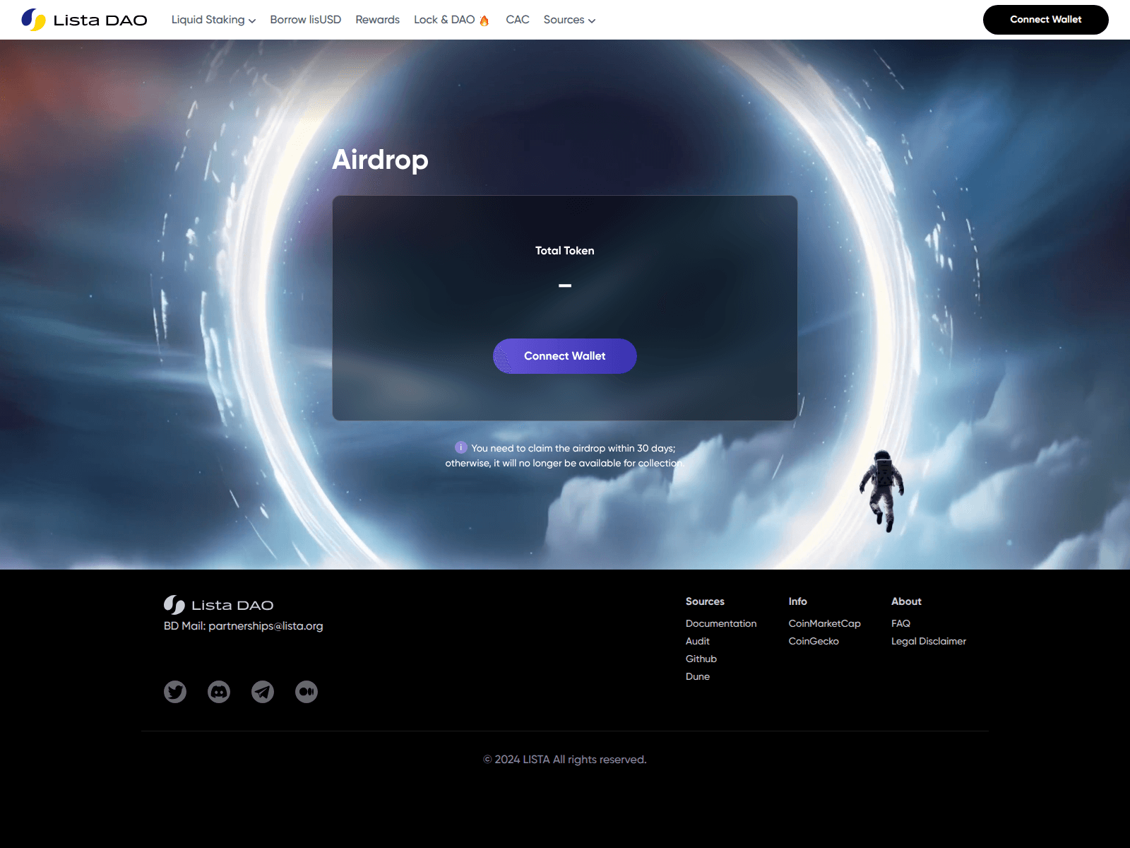 Screenshot of lista-airdrops.pages.dev