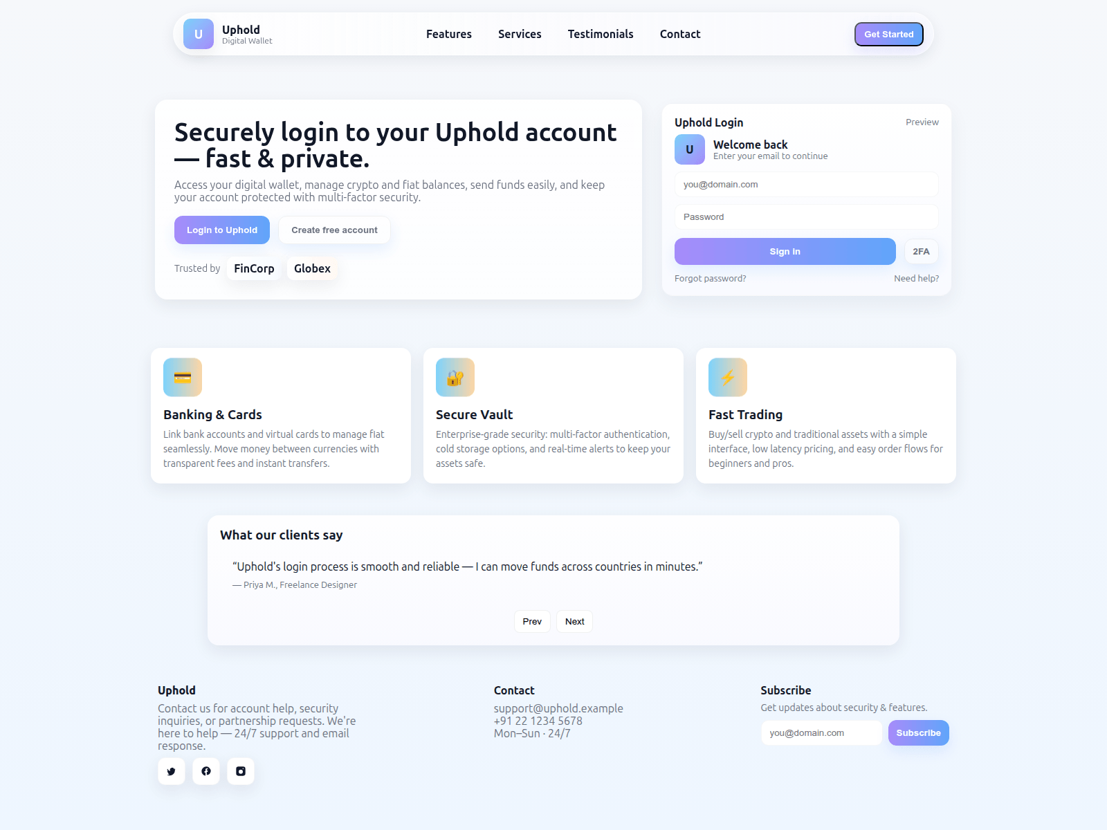Screenshot of upholld-logi-acont.pages.dev