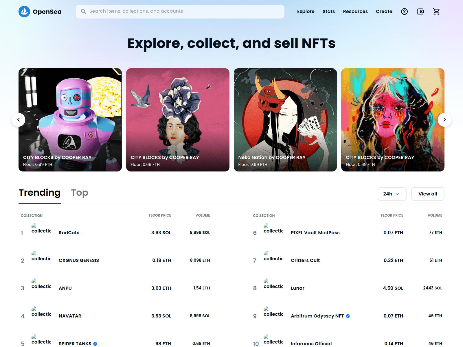 Screenshot of opencea-clone-react.vercel.app