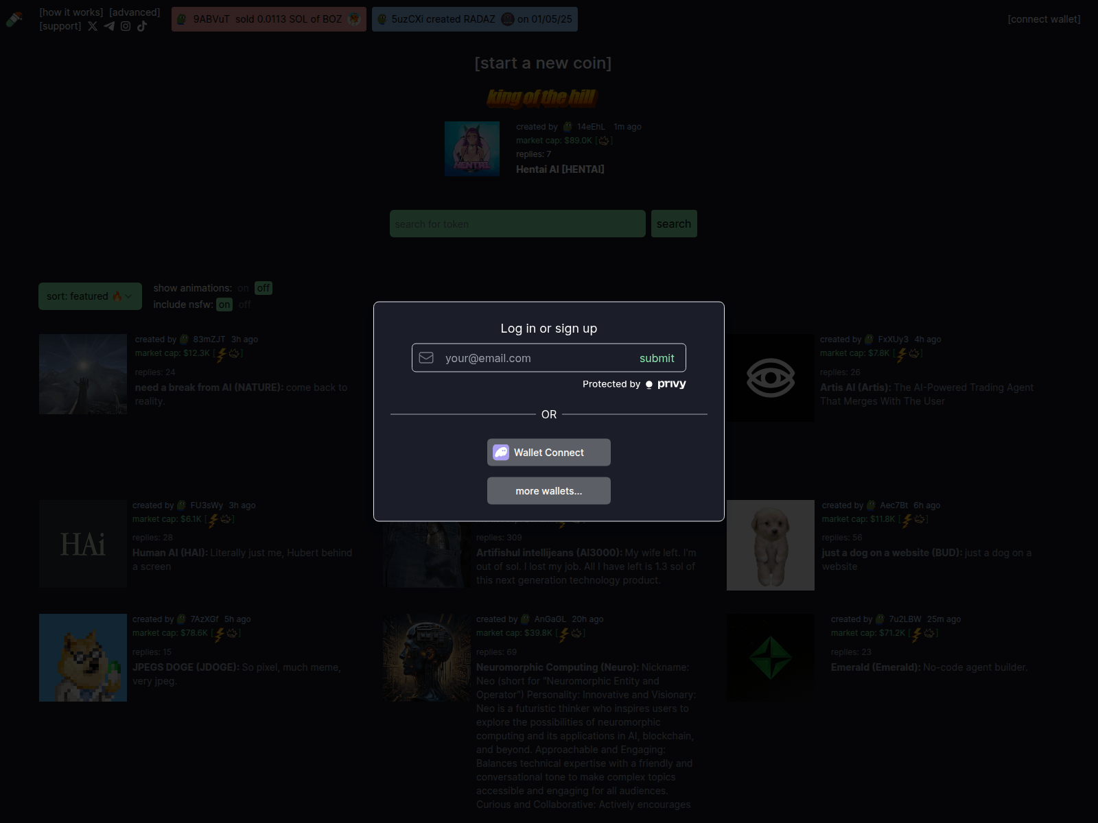 Screenshot of pumpfunmeme.pages.dev