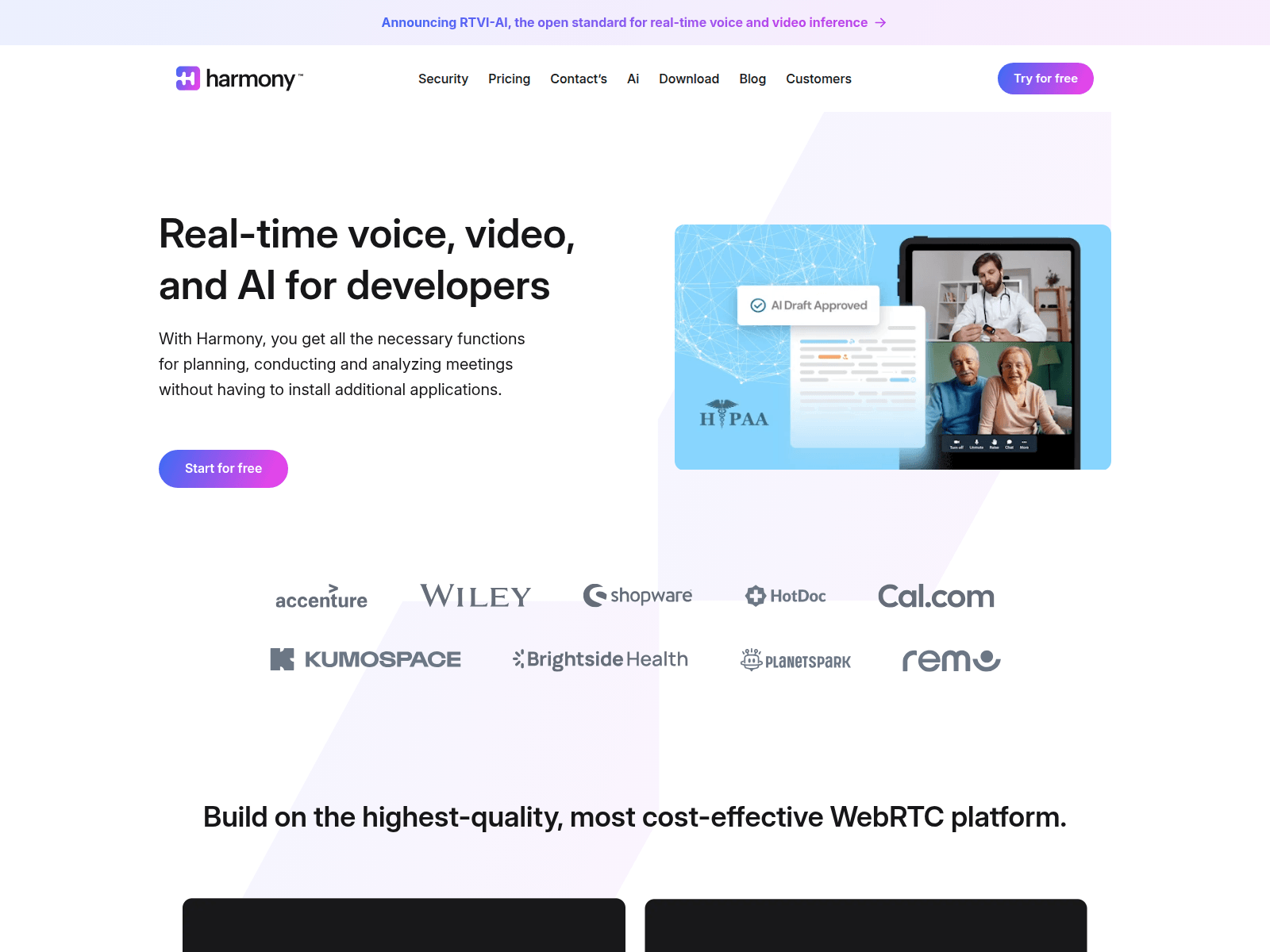 Screenshot of harmony-voice.io