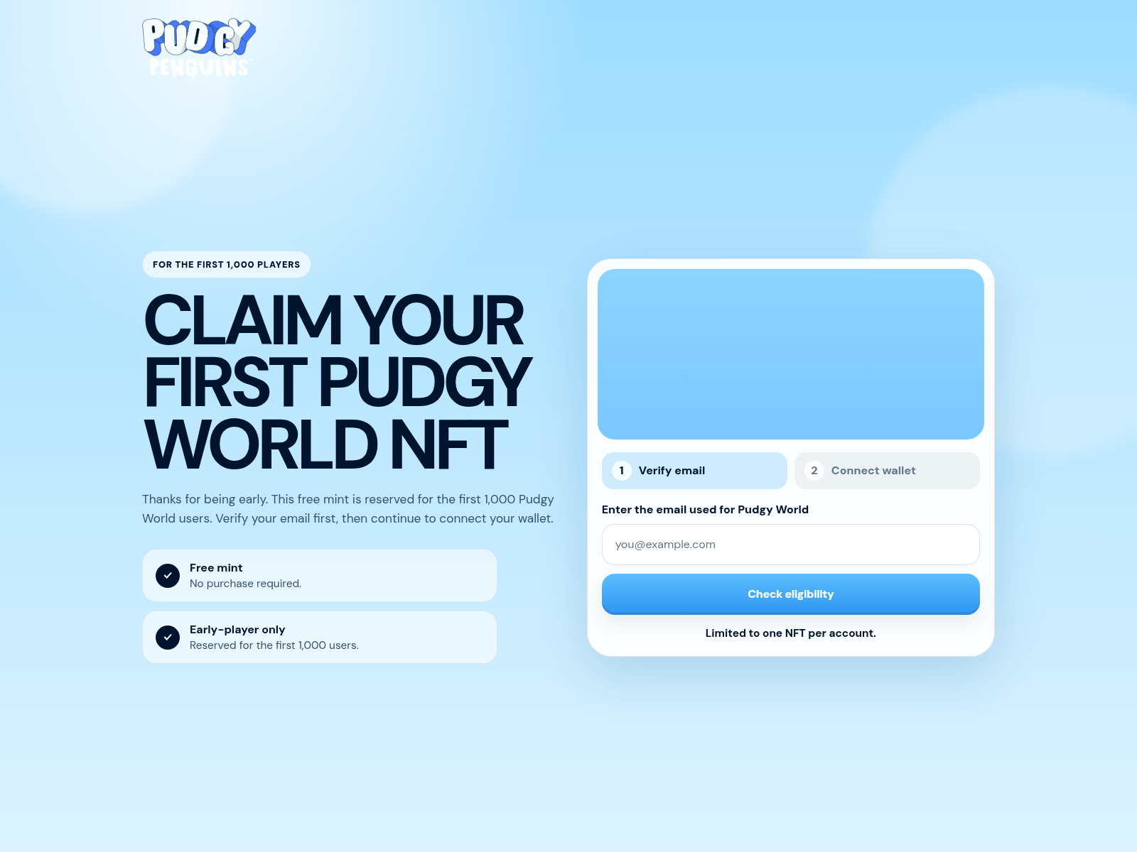 Screenshot of claim.pudgyverse.xyz