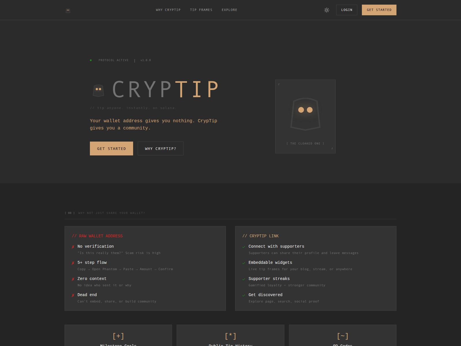 Forensic screenshot of cryptip.me