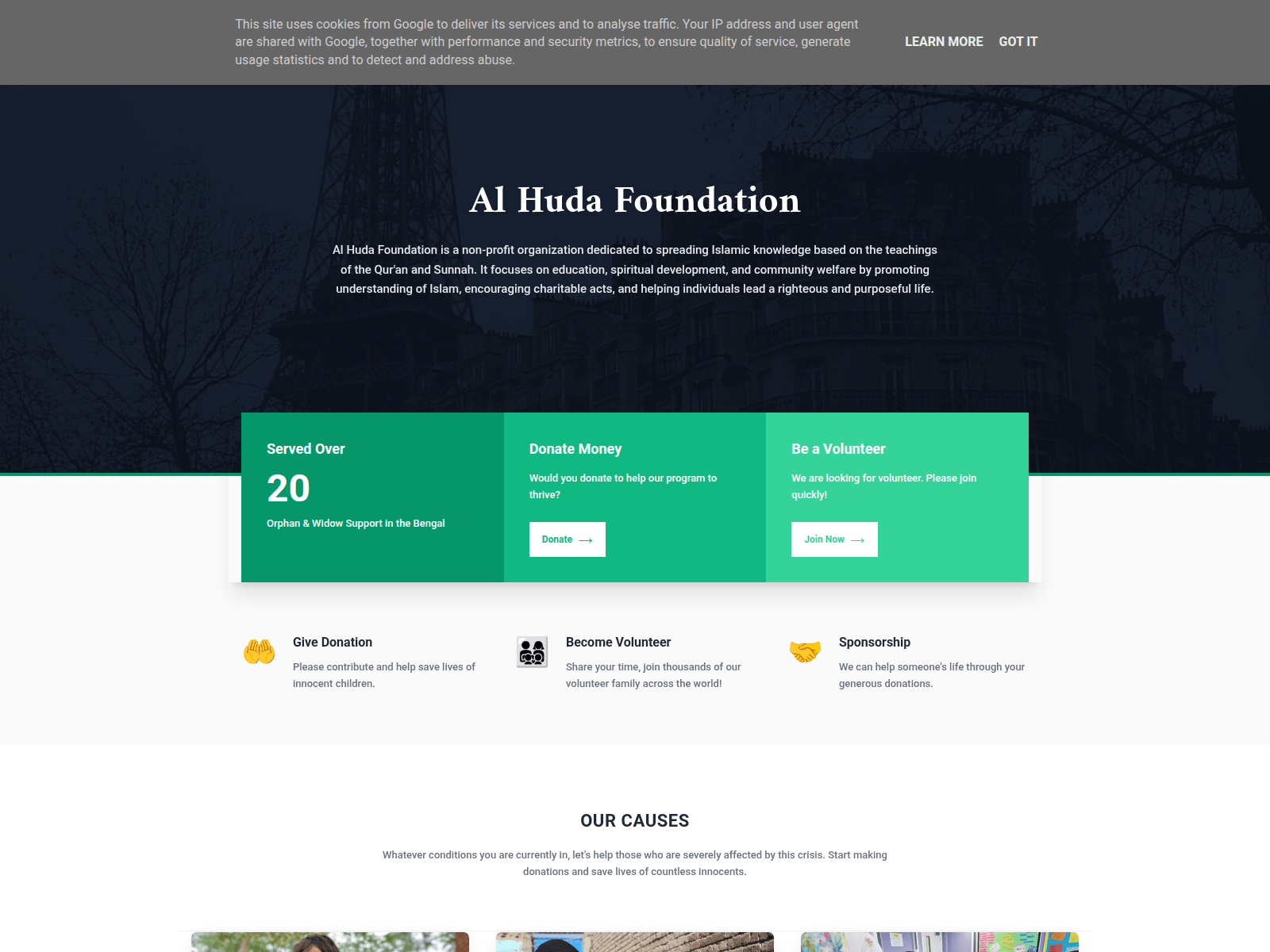 Forensic screenshot of www.alhuda-foundation.com
