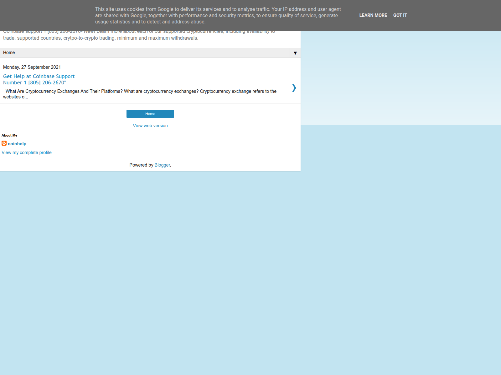 Screenshot of coinbasesupportnumberhelp.blogspot.com