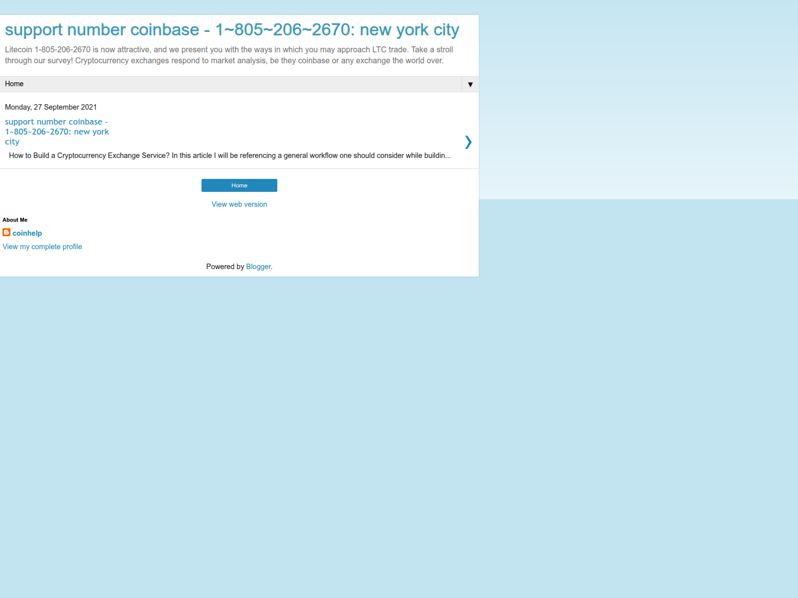 Forensic screenshot of coinbasesupportlivenumber.blogspot.com
