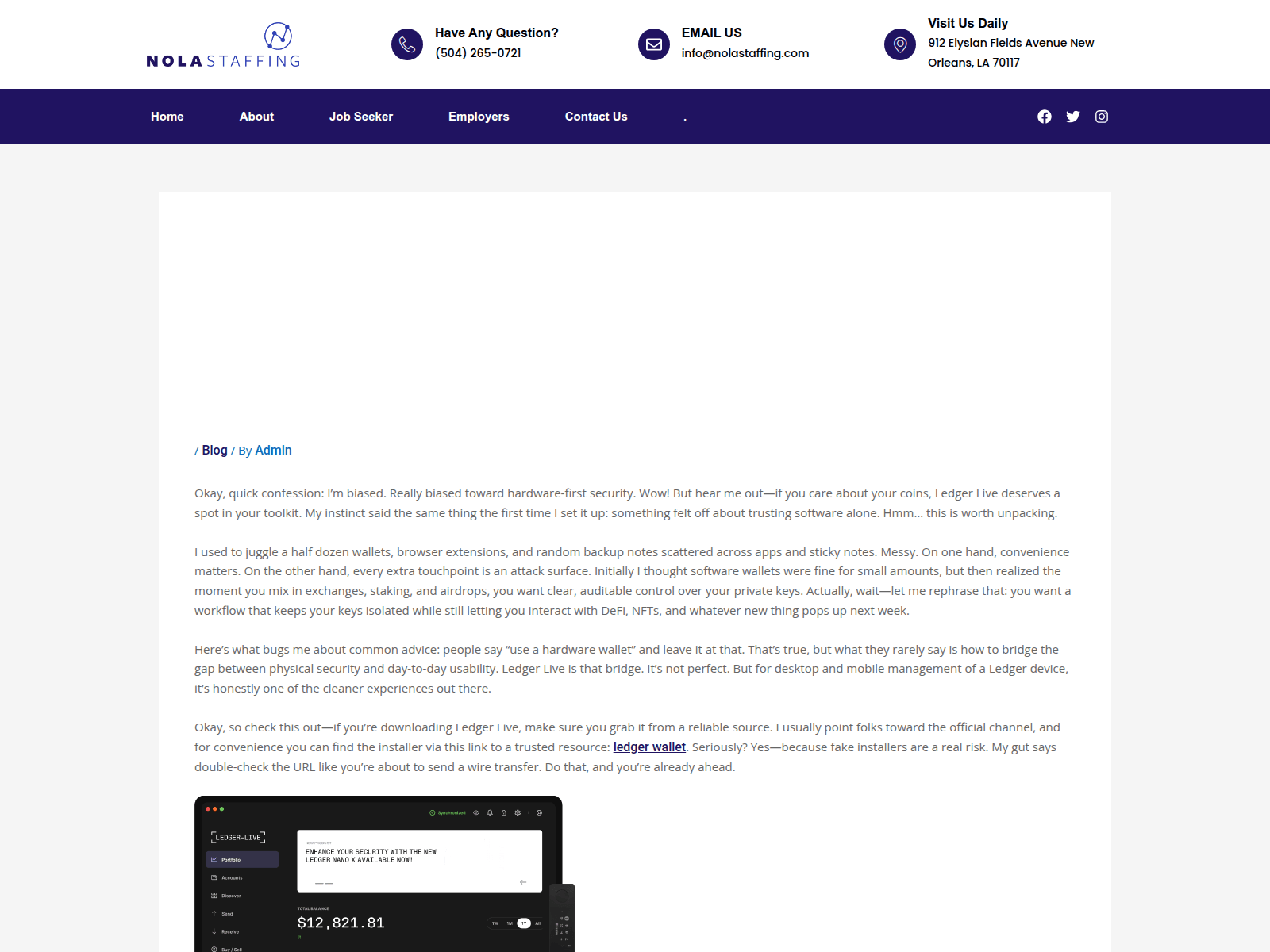 Screenshot of nolastaffing.com