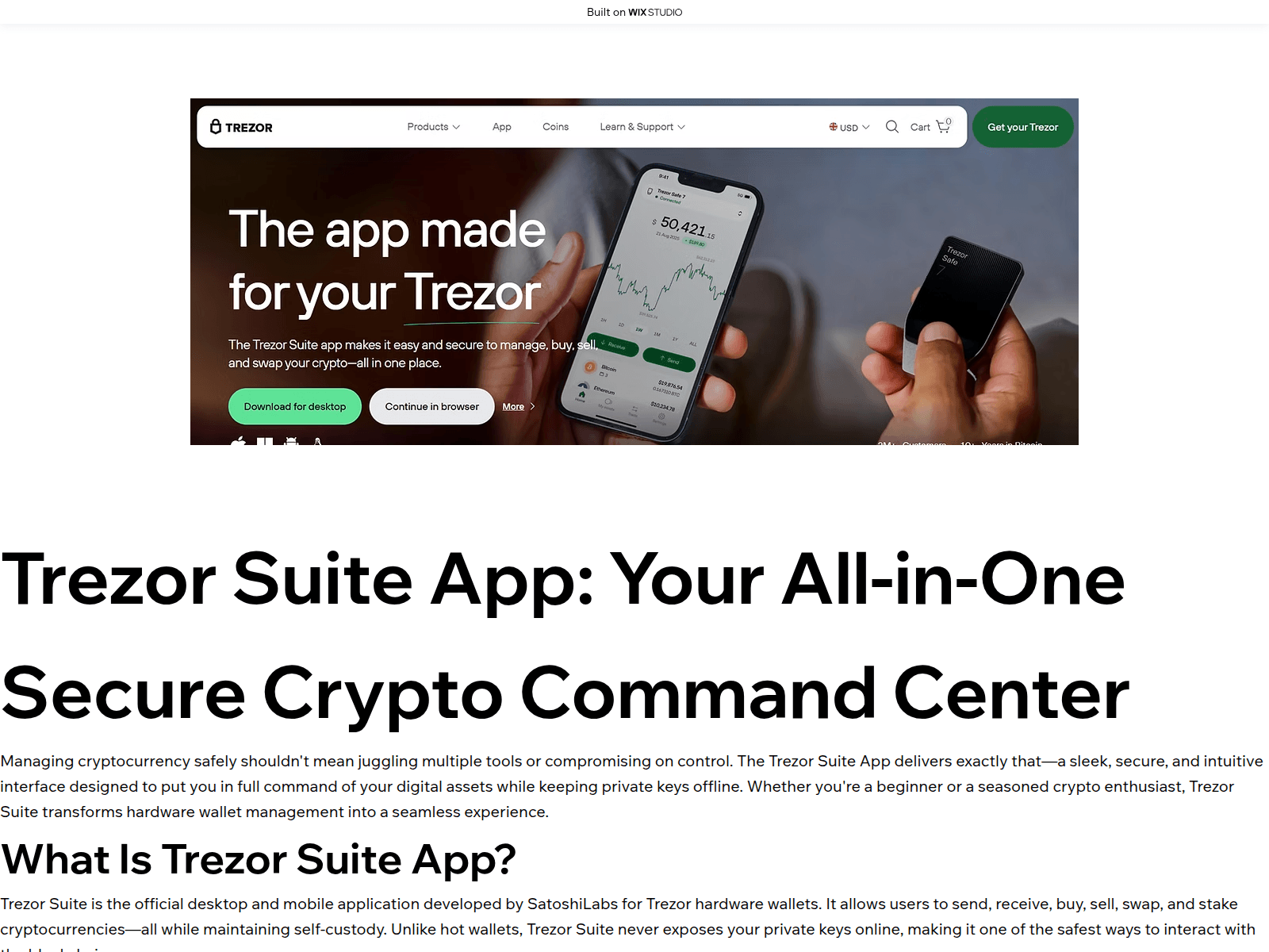Screenshot of trezosuite-trezo.wixstudio.com