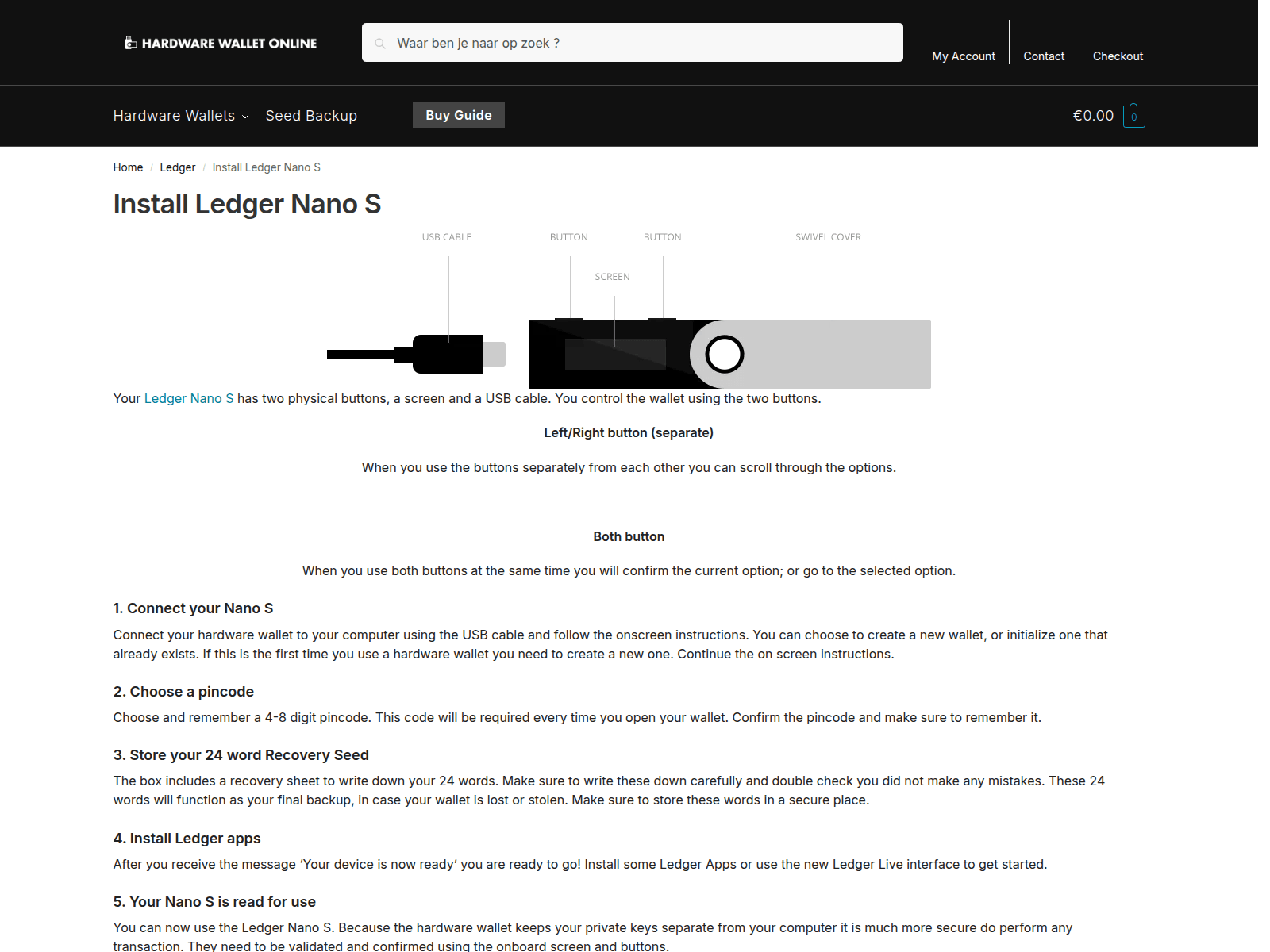 Screenshot of www.hardwarewalletonline.com