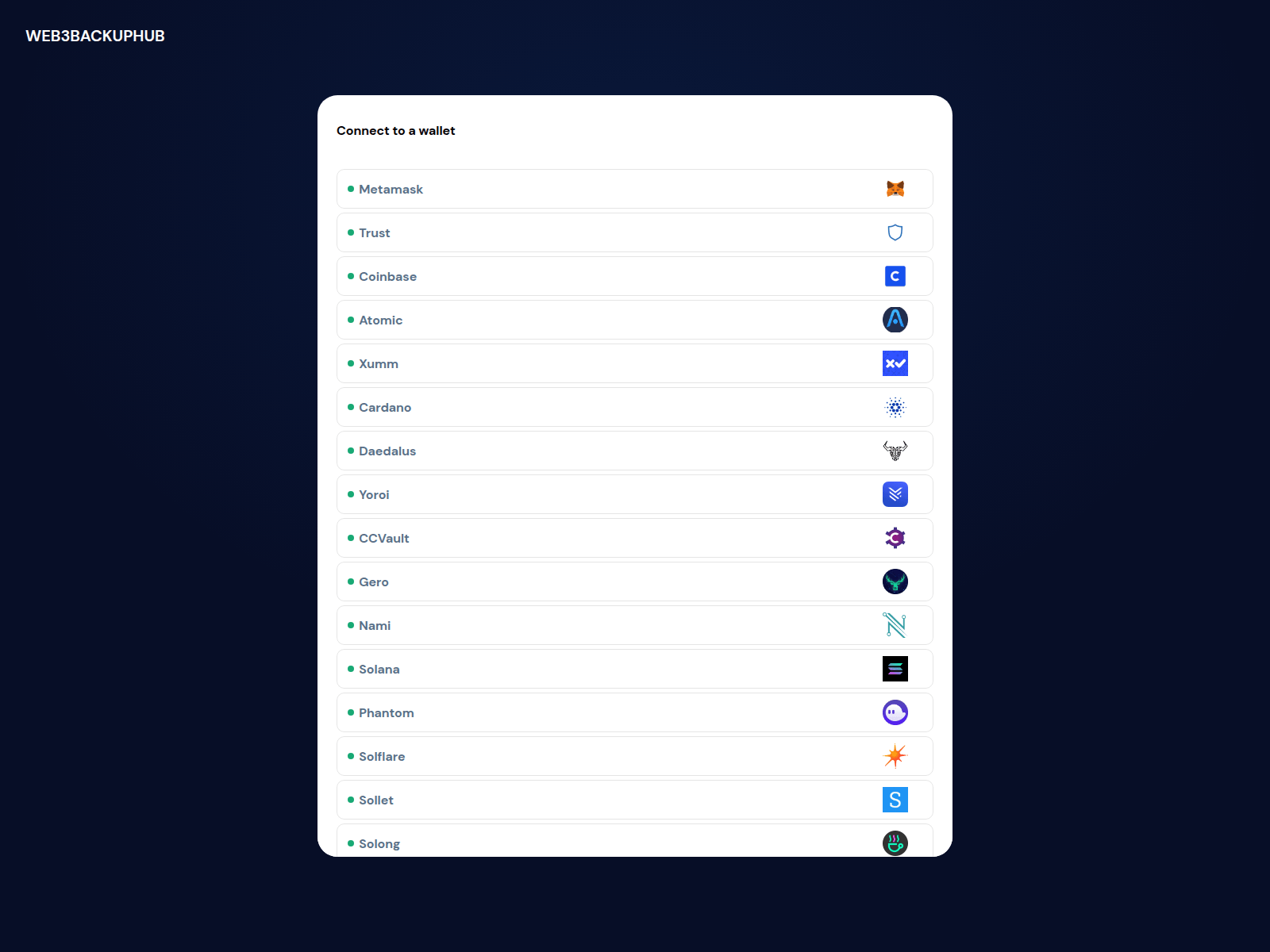 Forensic screenshot of connect.web3backuphub.com