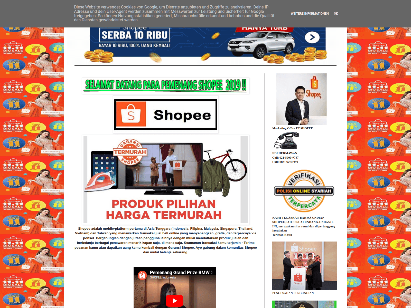 Forensic screenshot of shopee9699.blogspot.com