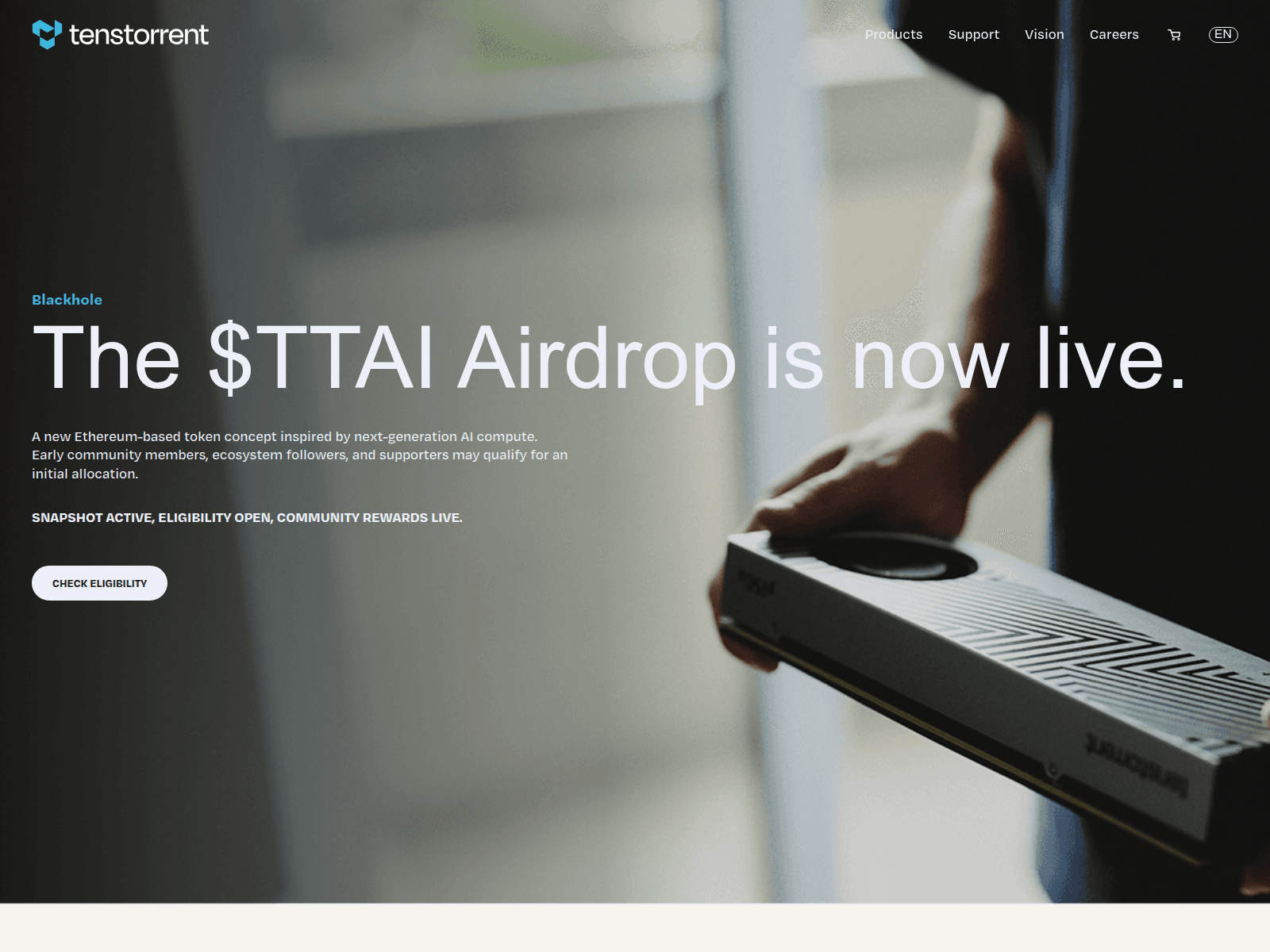 Screenshot of token-tenstorrent.com