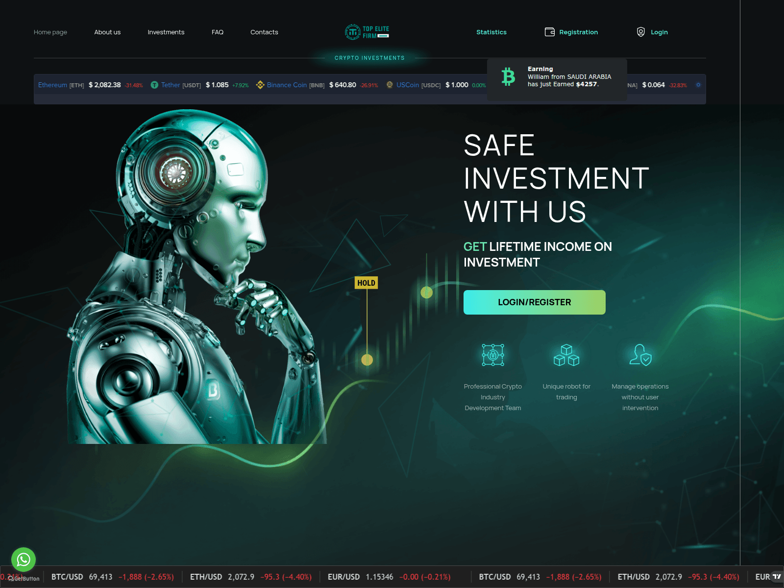 Forensic screenshot of topelitesfirm.live