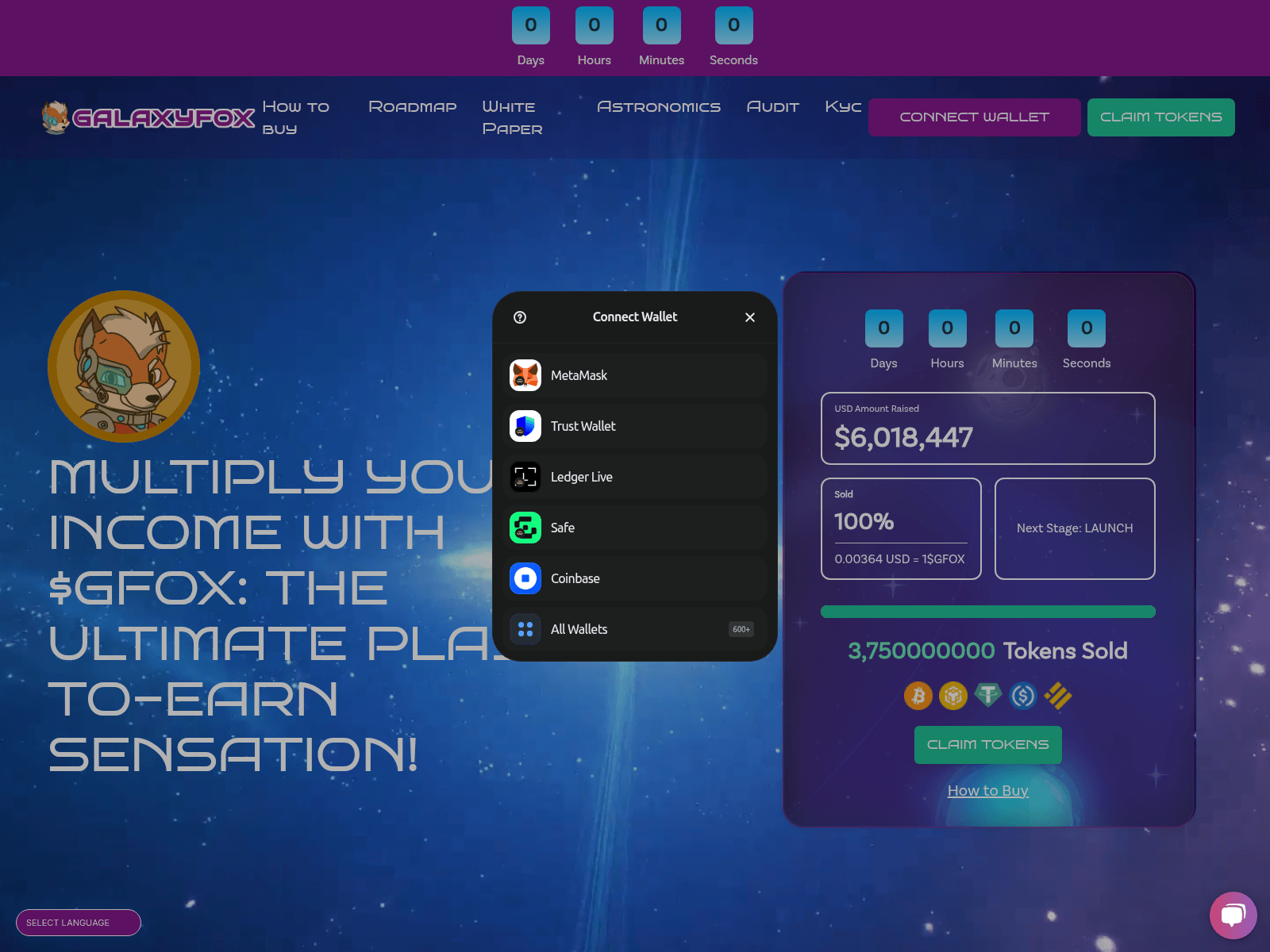 Forensic screenshot of galaxyfox-io-presalestokenclaim.pages.dev
