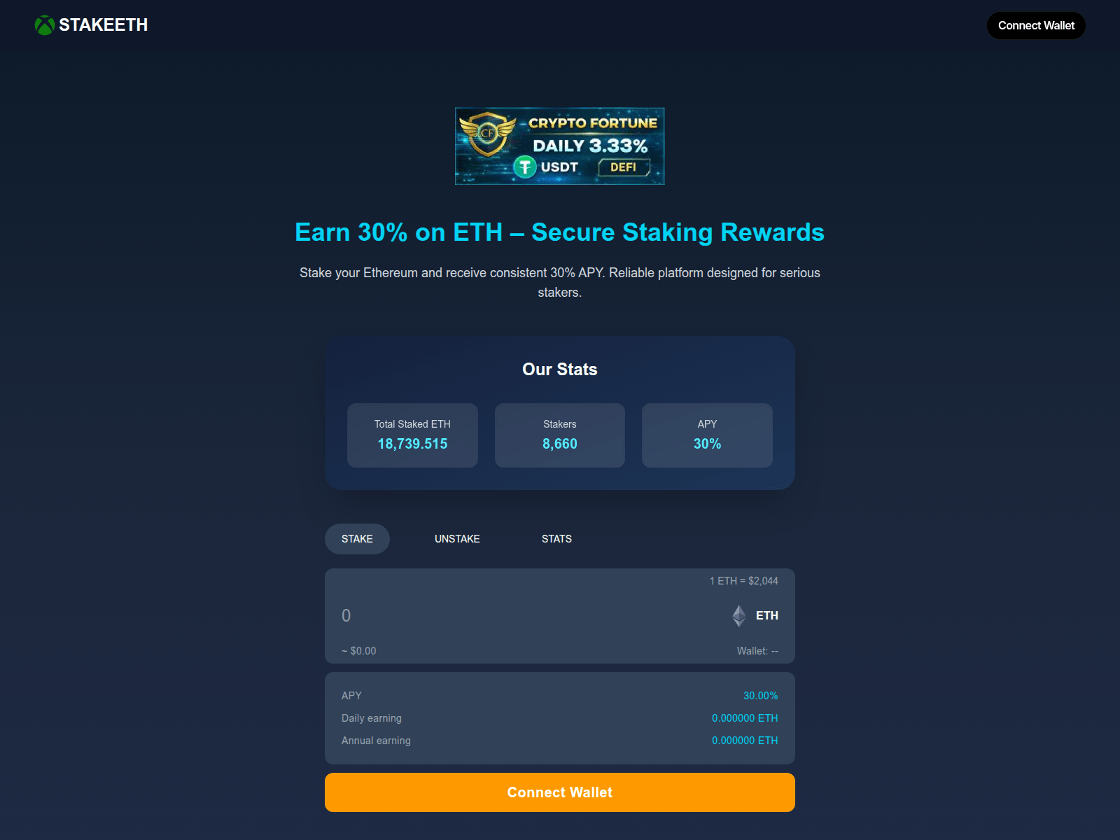 Forensic screenshot of stakeeth.cfd