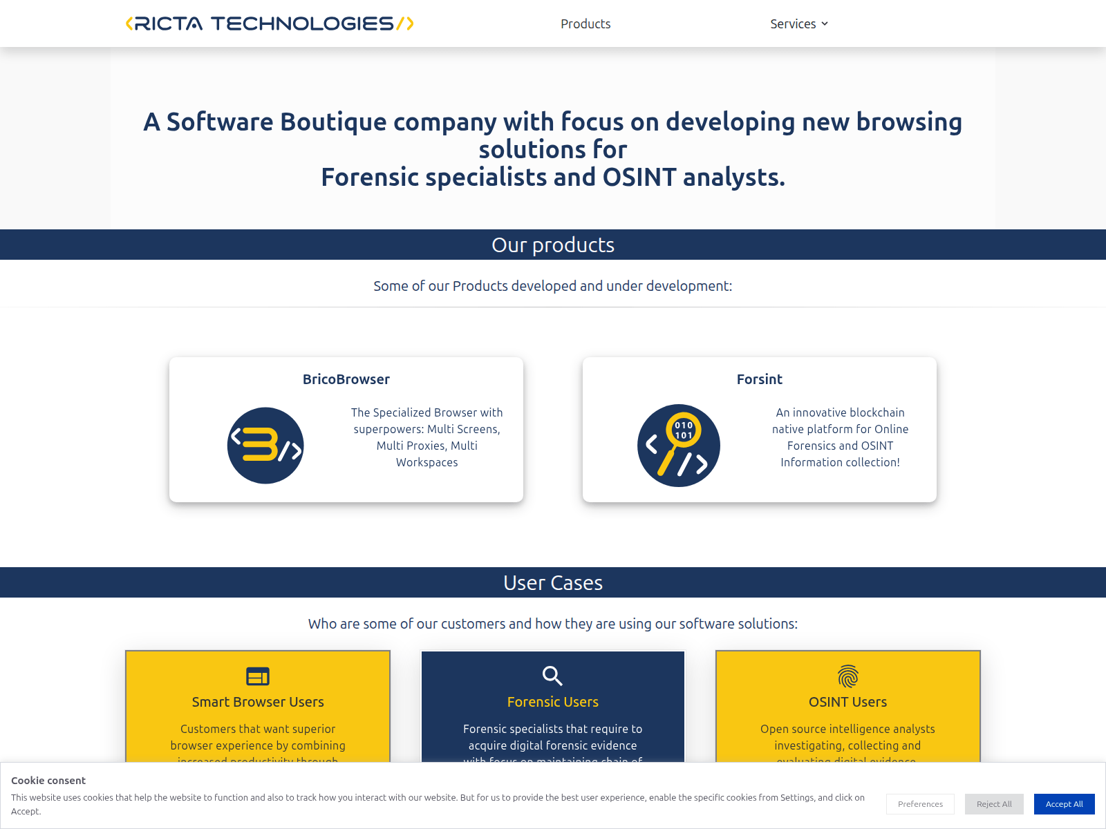 Screenshot of ricta-website.pages.dev