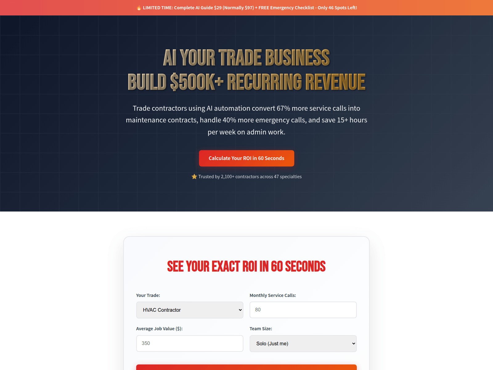 Screenshot of tradecontractor.pages.dev