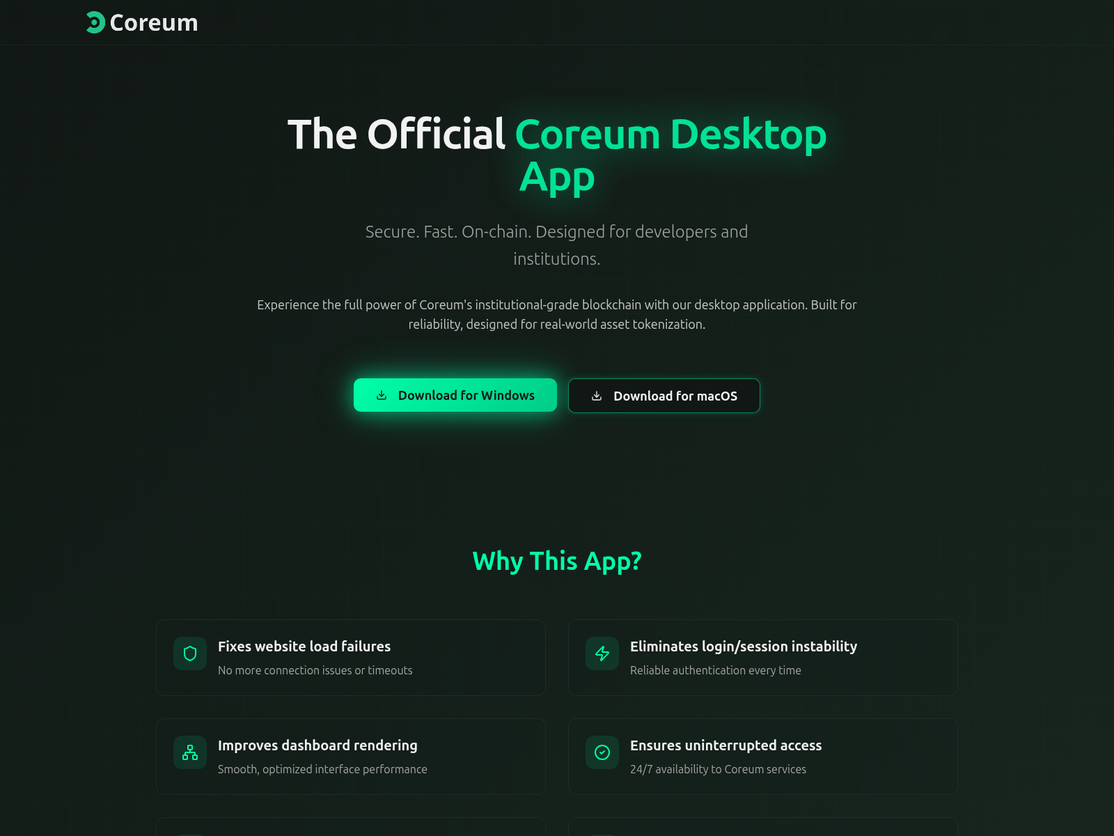 Screenshot of coreumdesktop.app