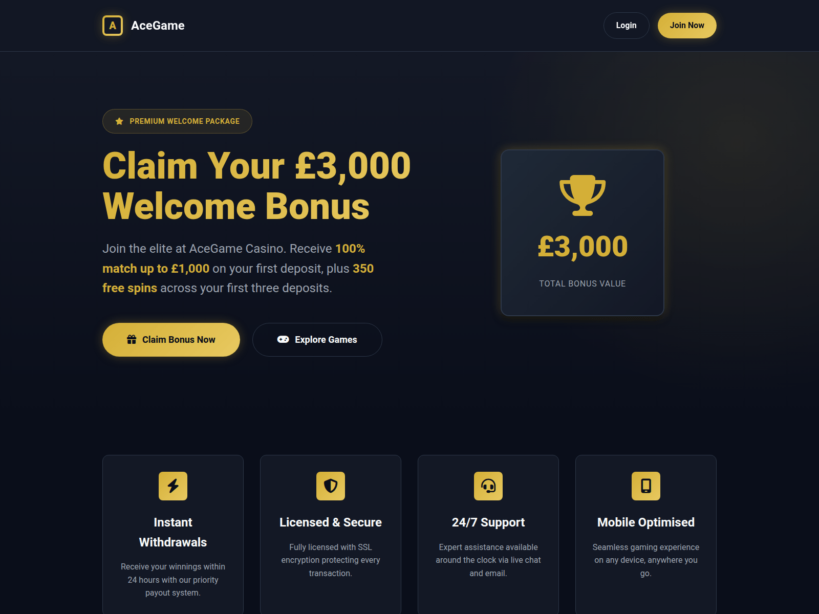 Screenshot of acegame-casino.bet