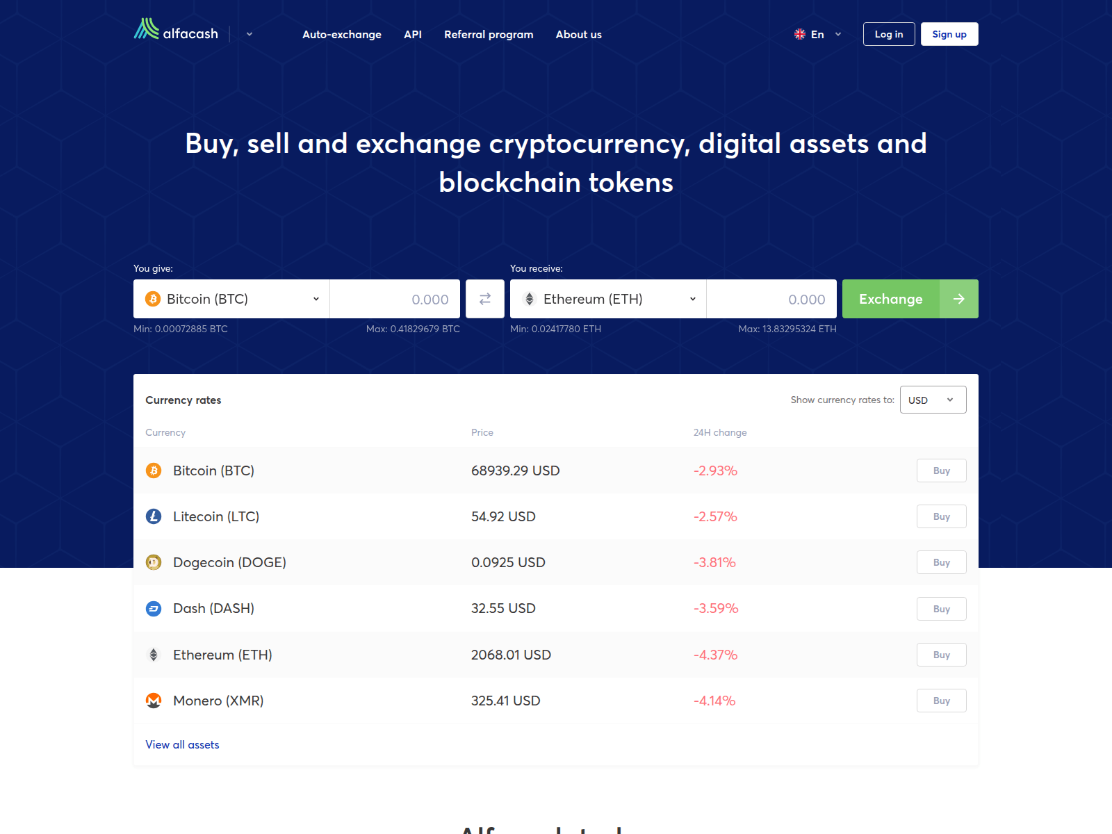 Screenshot of alta.cash