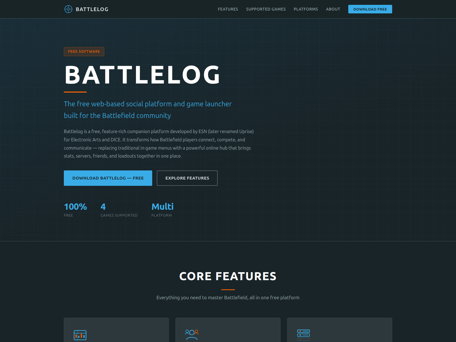 Screenshot of battlelog.app