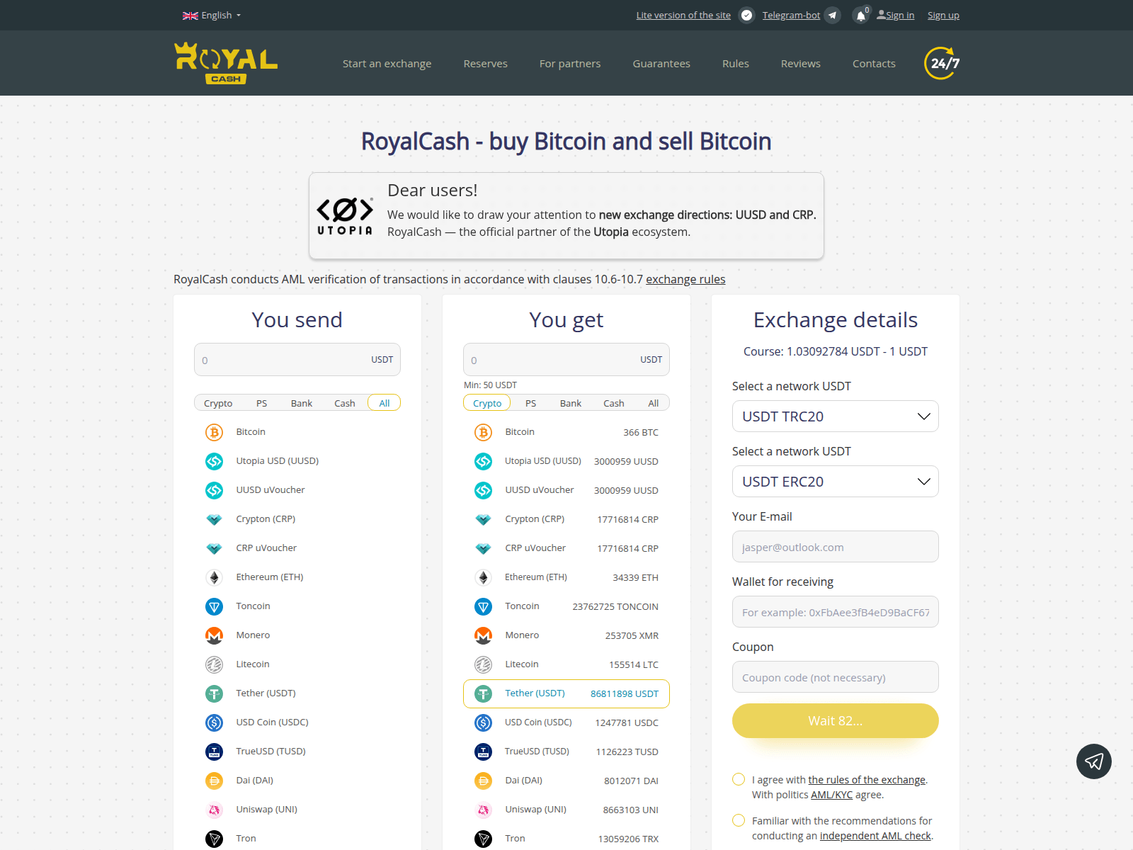 Forensic screenshot of royalcash.cc