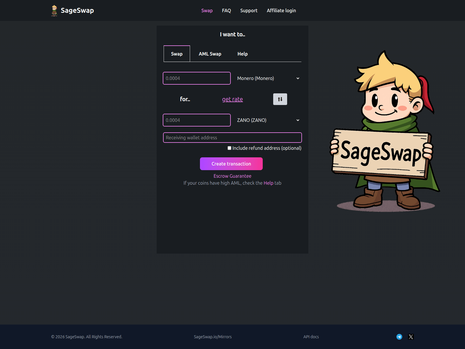 Screenshot of sageswap.cc