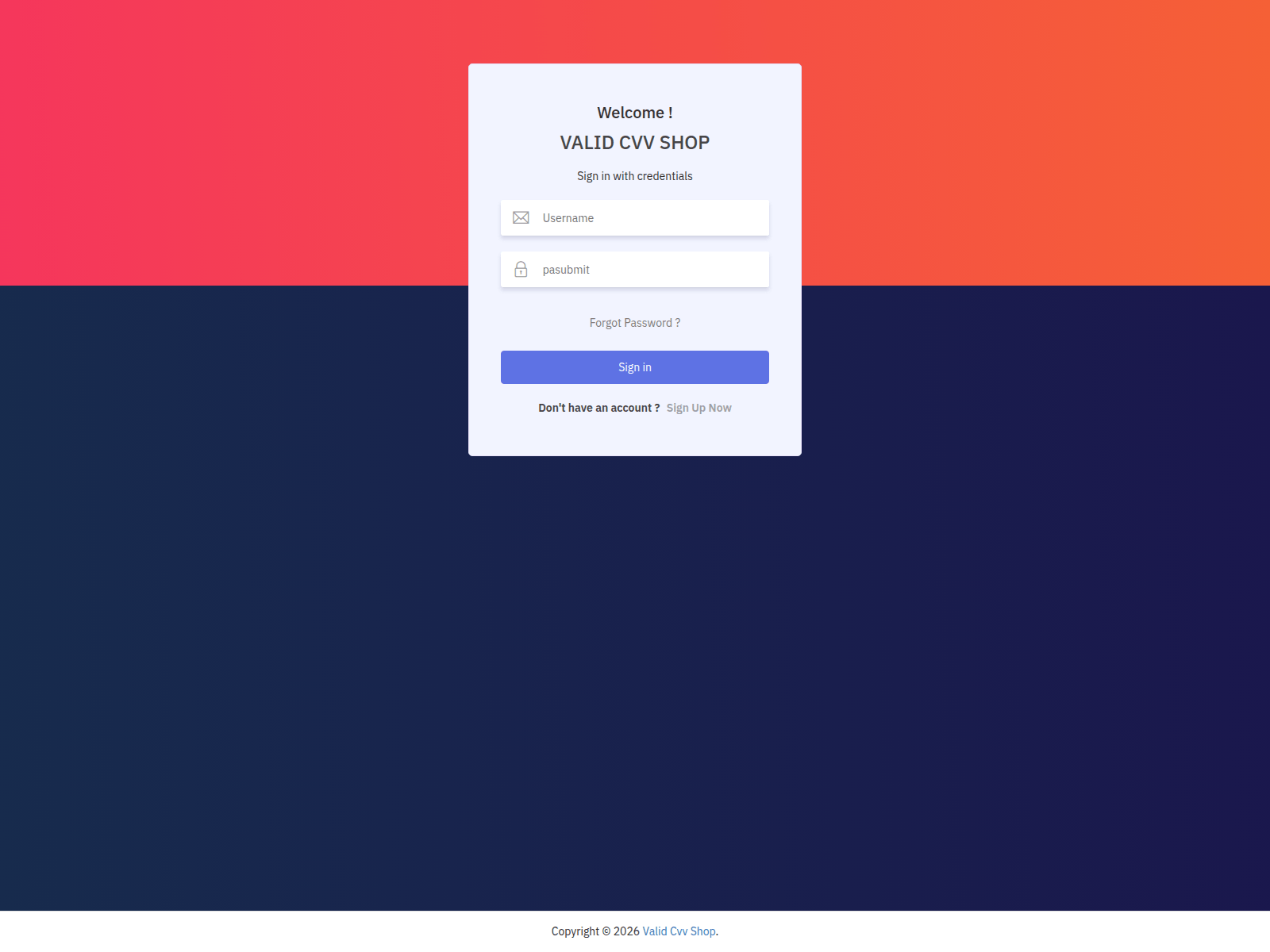 Screenshot of validcvvshop.cc
