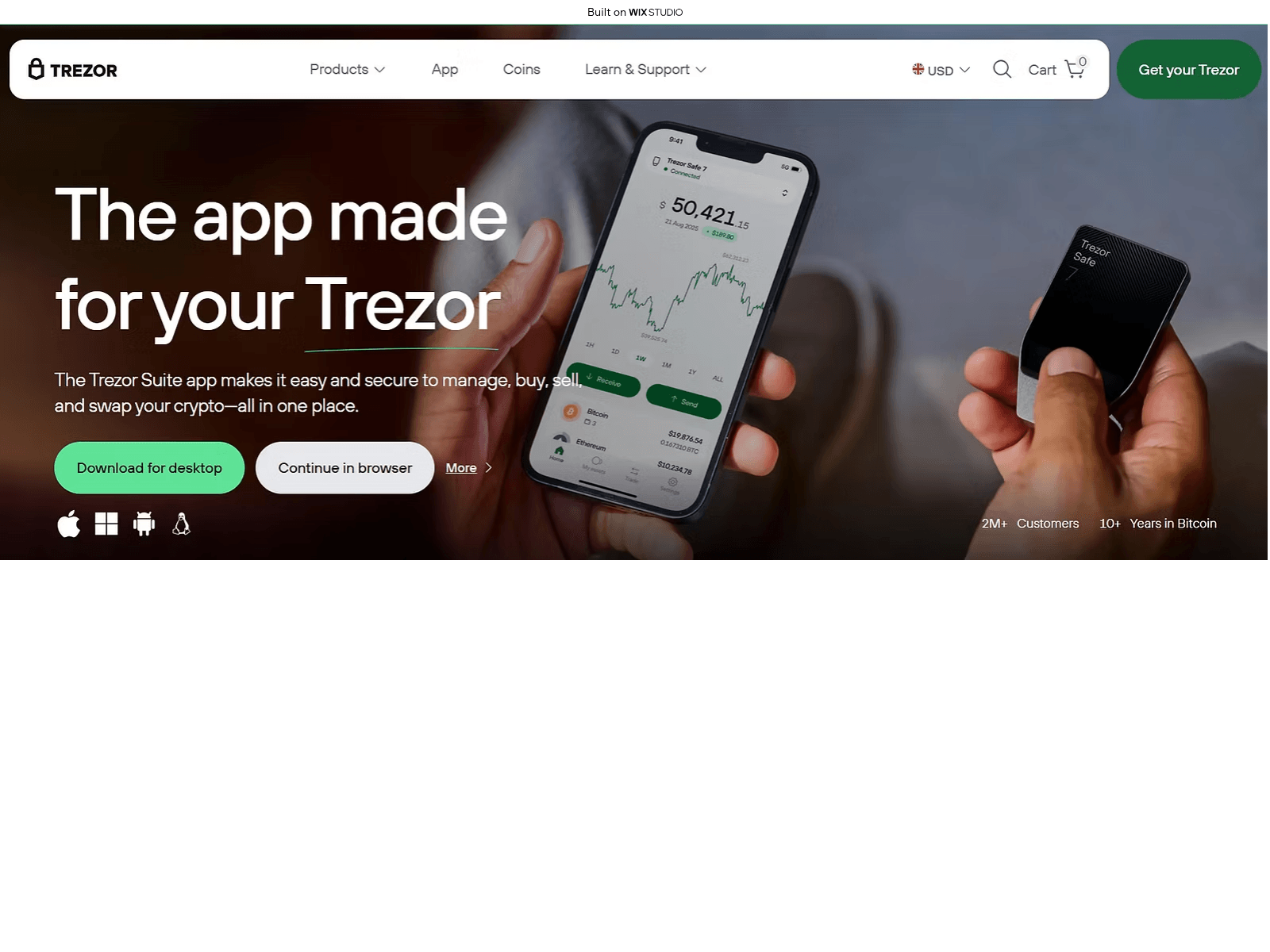 Forensic screenshot of appsuite-trezro.wixstudio.com