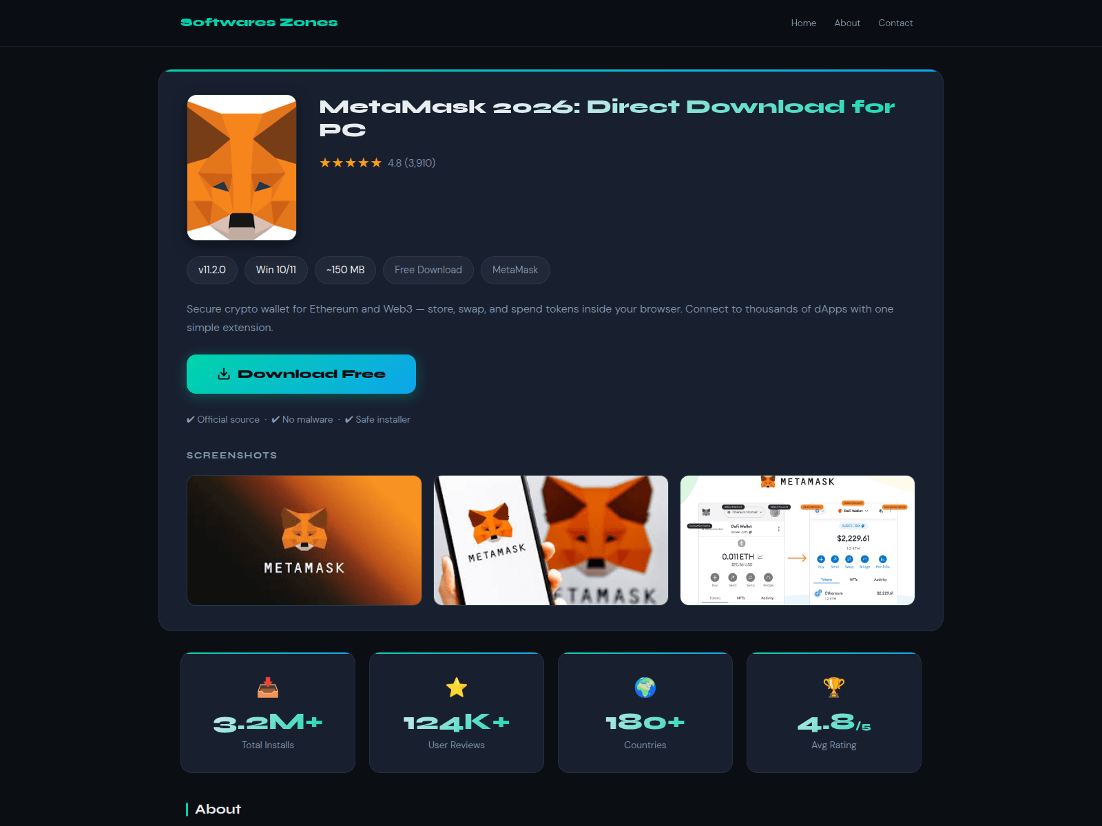 Screenshot of download.metamask.softwareszones.com