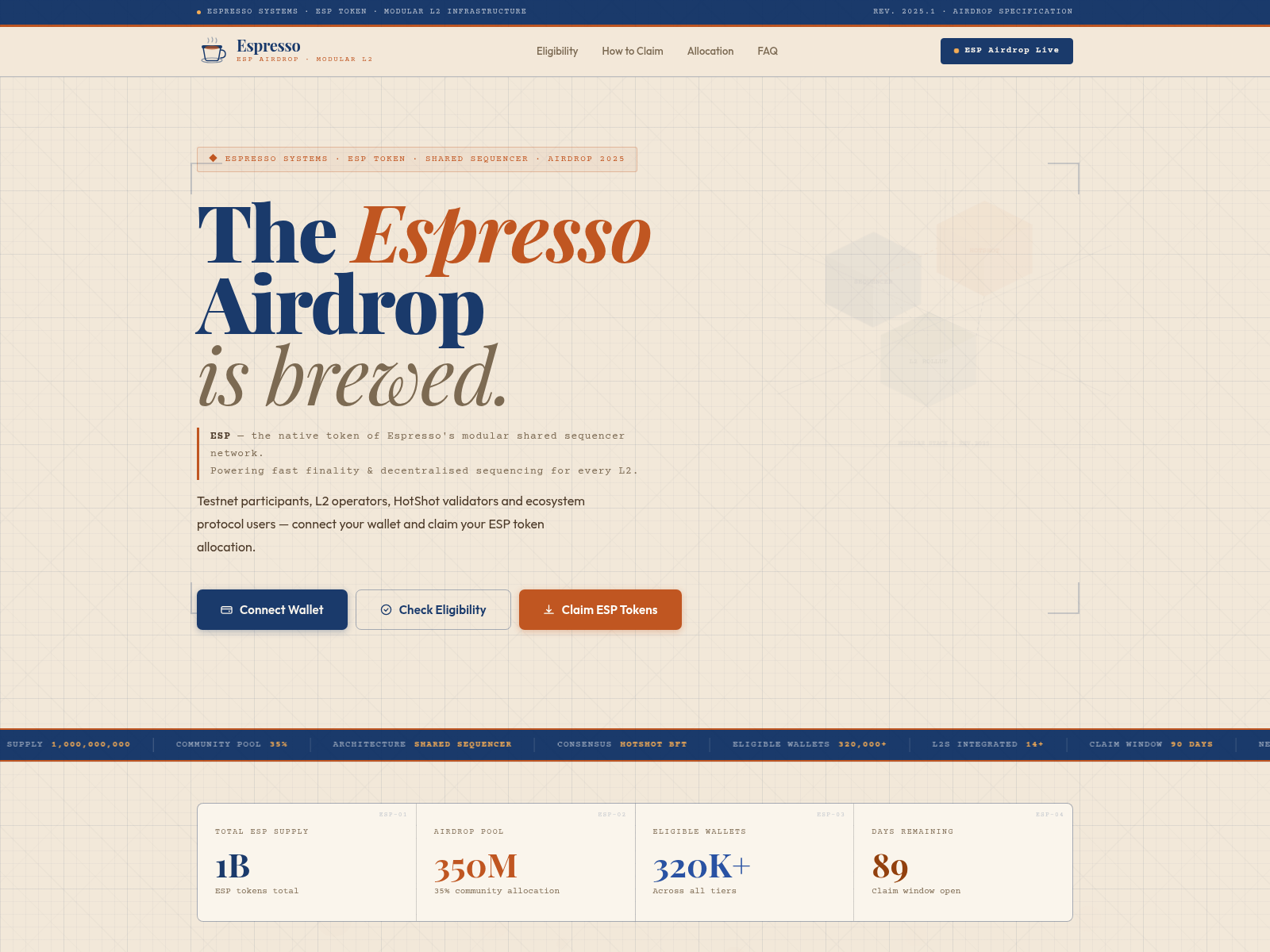 Forensic screenshot of espresso-airdrop.vercel.app