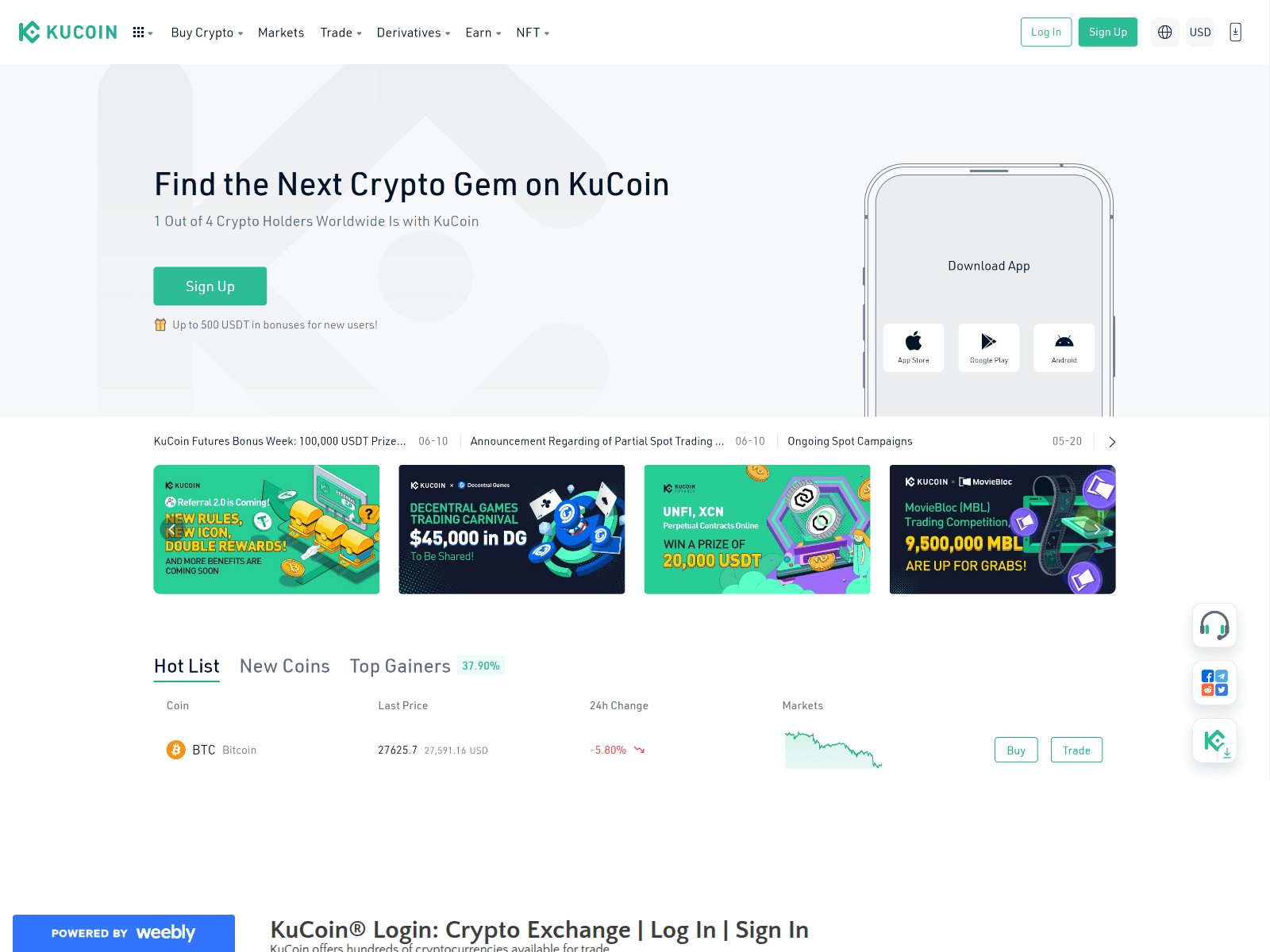 Screenshot of kucoin-sign-up.weebly.com