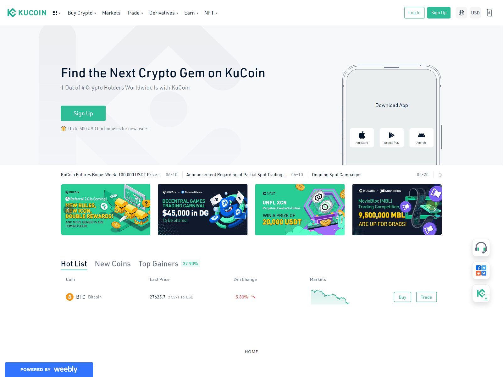 Screenshot of kucoinexcange.weebly.com