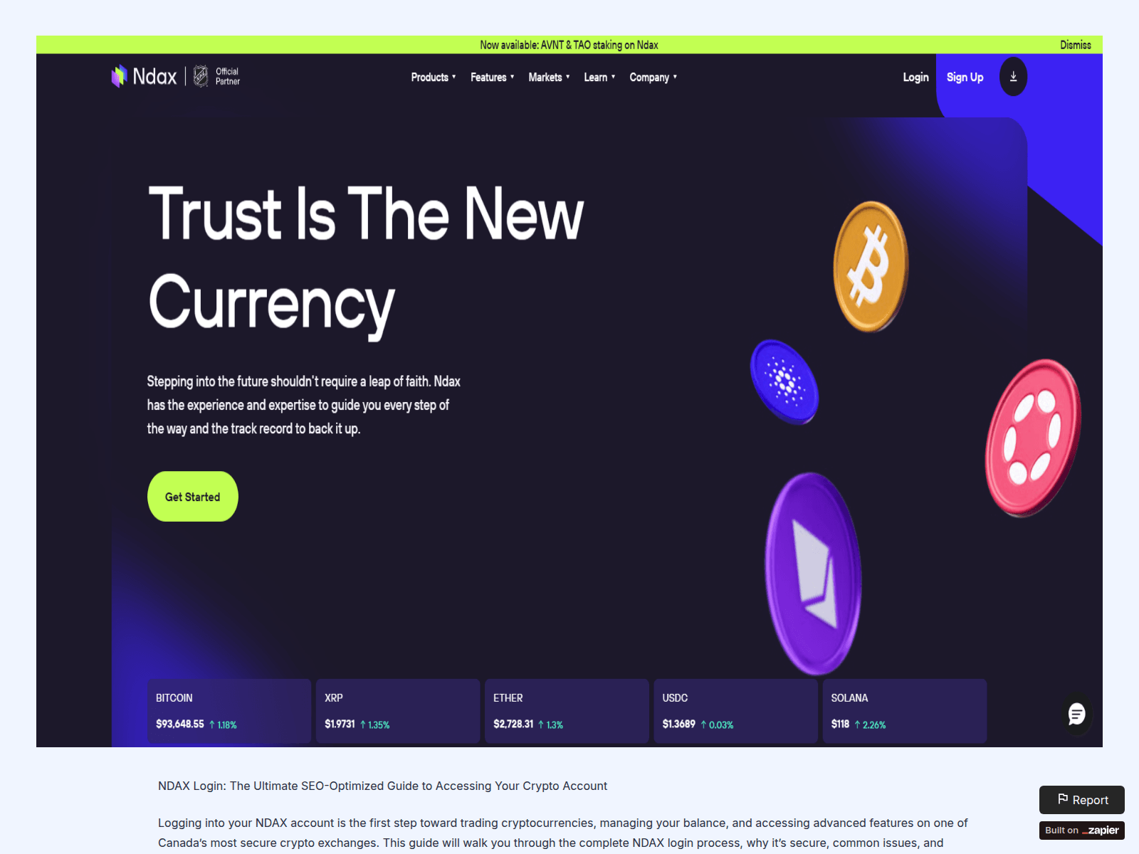 Forensic screenshot of ss-o-ndax-io.zapier.app