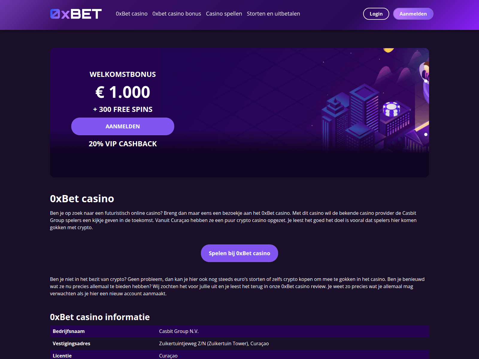 Screenshot of 0xbetcasino.com